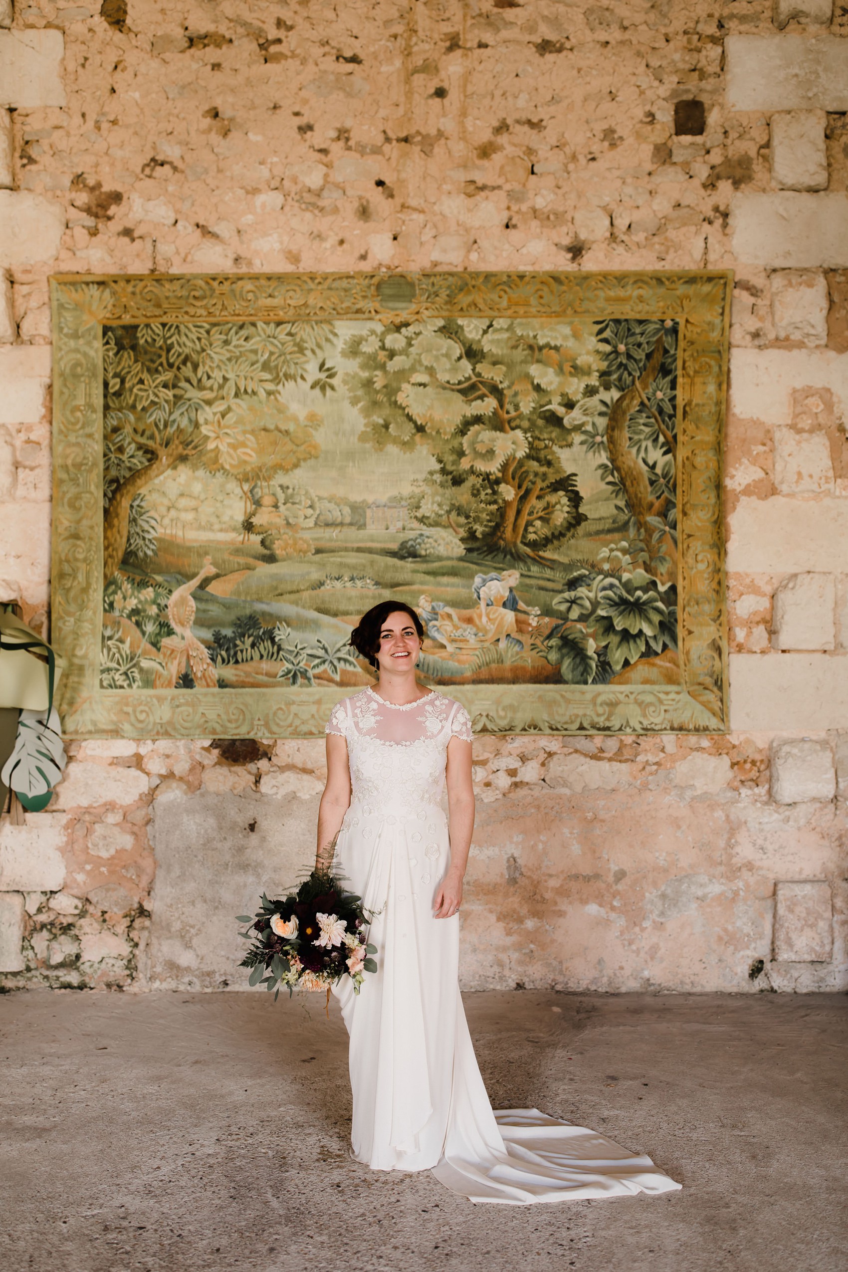 Temperley London bride French Chateau wedding  - A Temperley London Dress, Velvet, Tweed + Jewel Tones for a Joyful Chateau Wedding in South West France