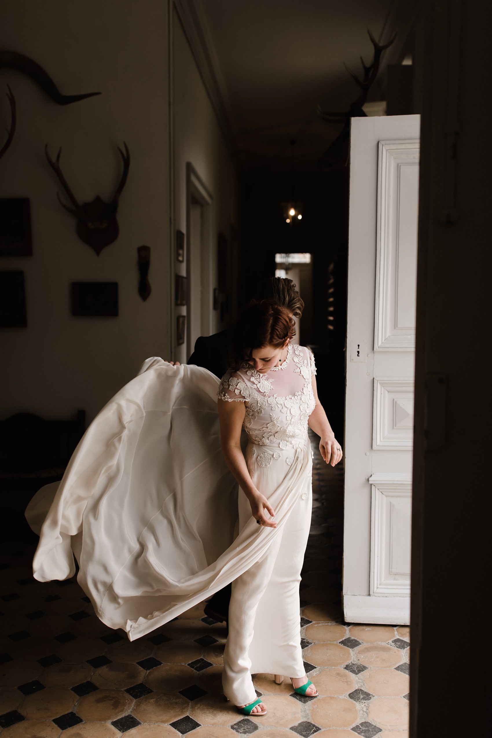 Temperley London bride French Chateau wedding  - A Temperley London Dress, Velvet, Tweed + Jewel Tones for a Joyful Chateau Wedding in South West France