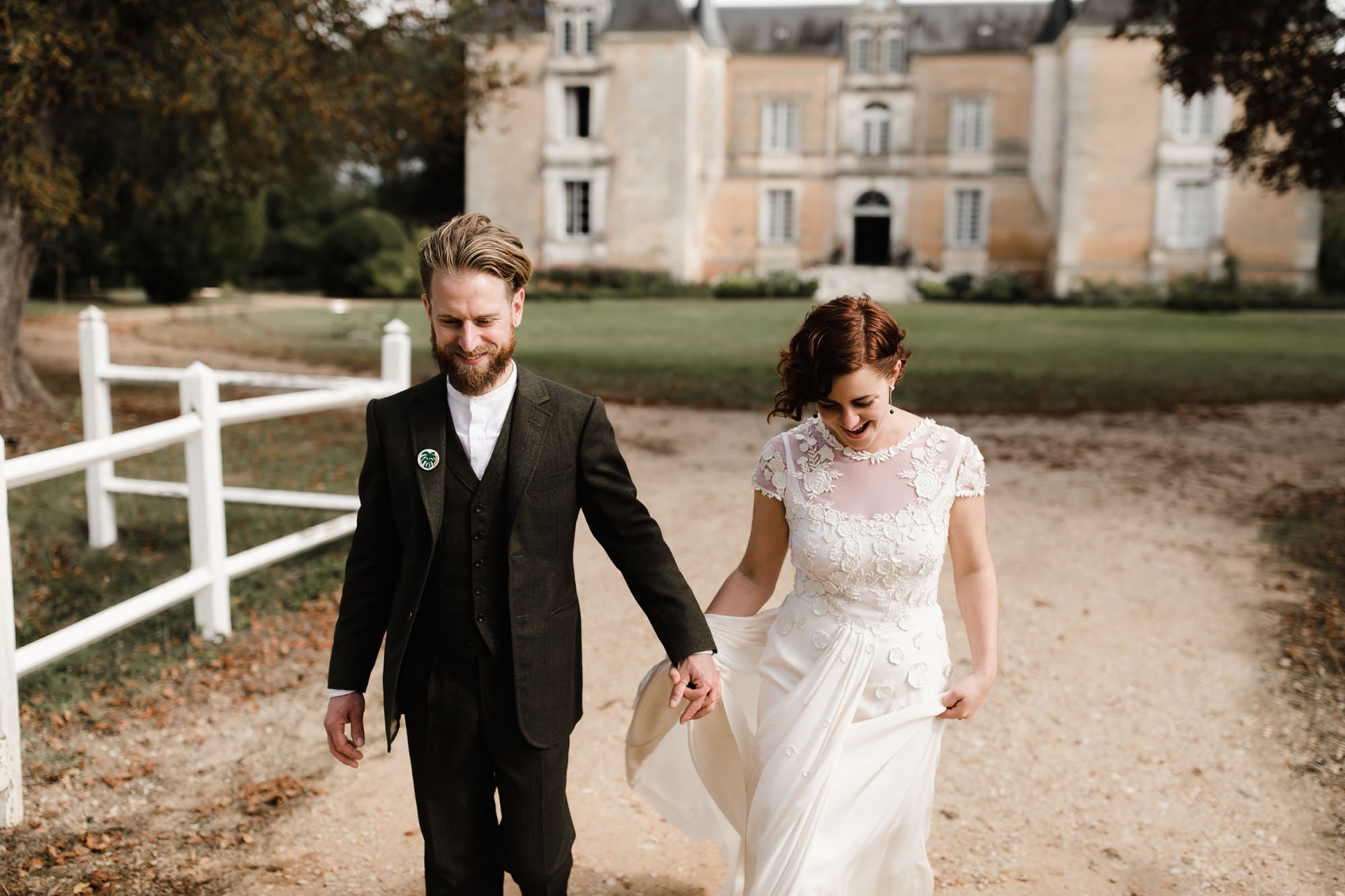 Temperley London bride French Chateau wedding  - A Temperley London Dress, Velvet, Tweed + Jewel Tones for a Joyful Chateau Wedding in South West France