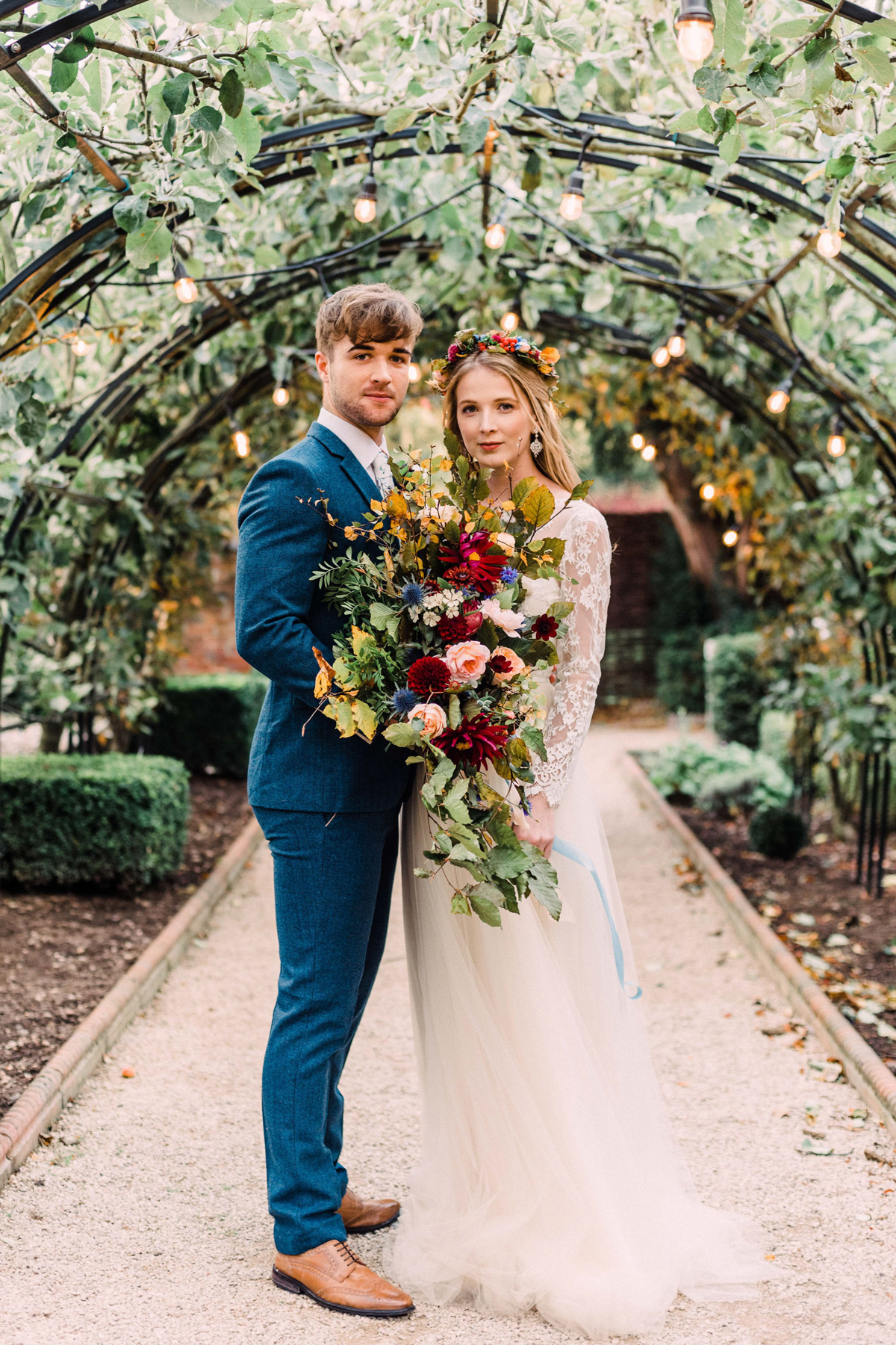 Walled garden Autumn wedding romance 174