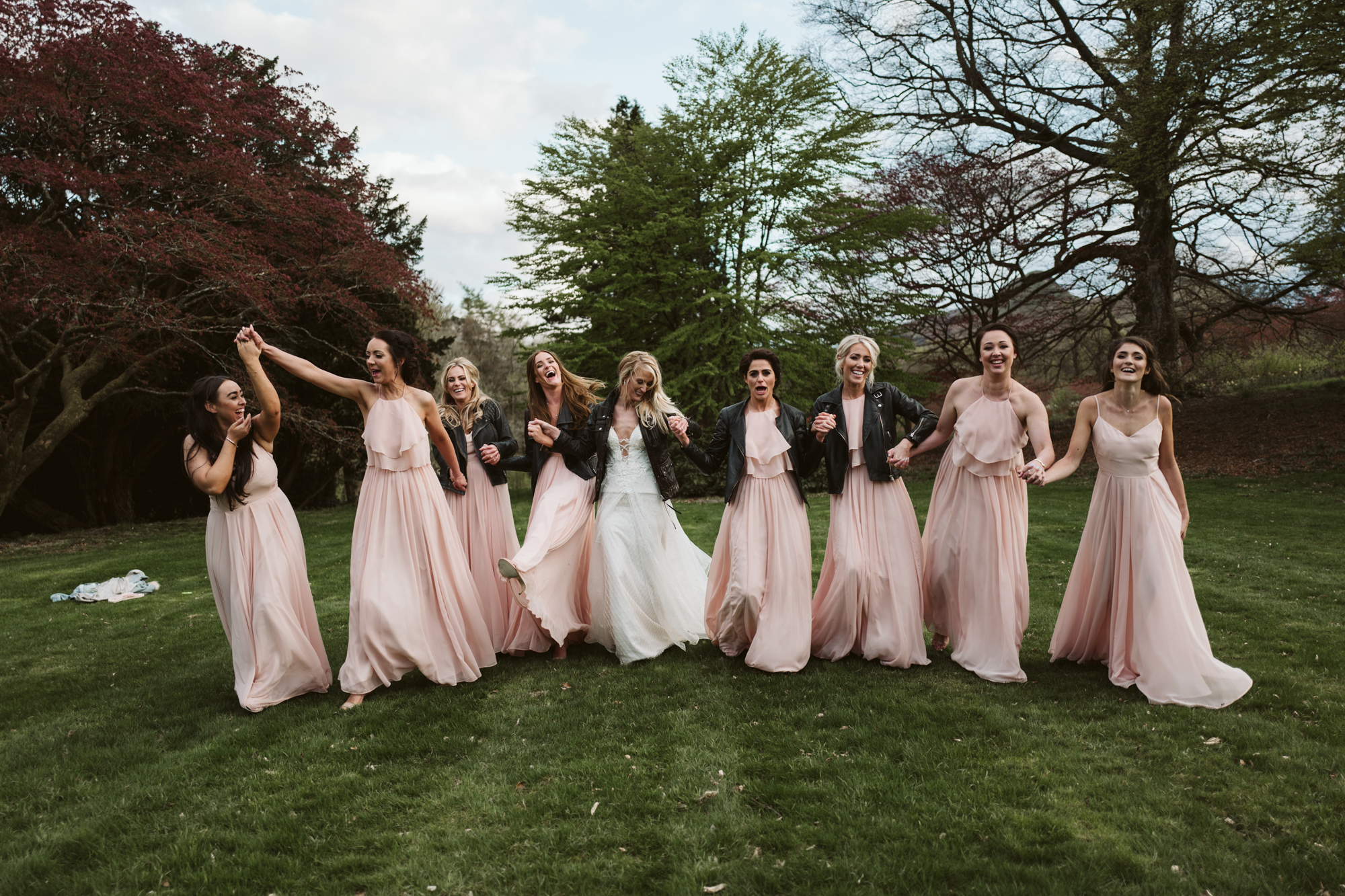 riki dalal bride pink bridesmaids dresses