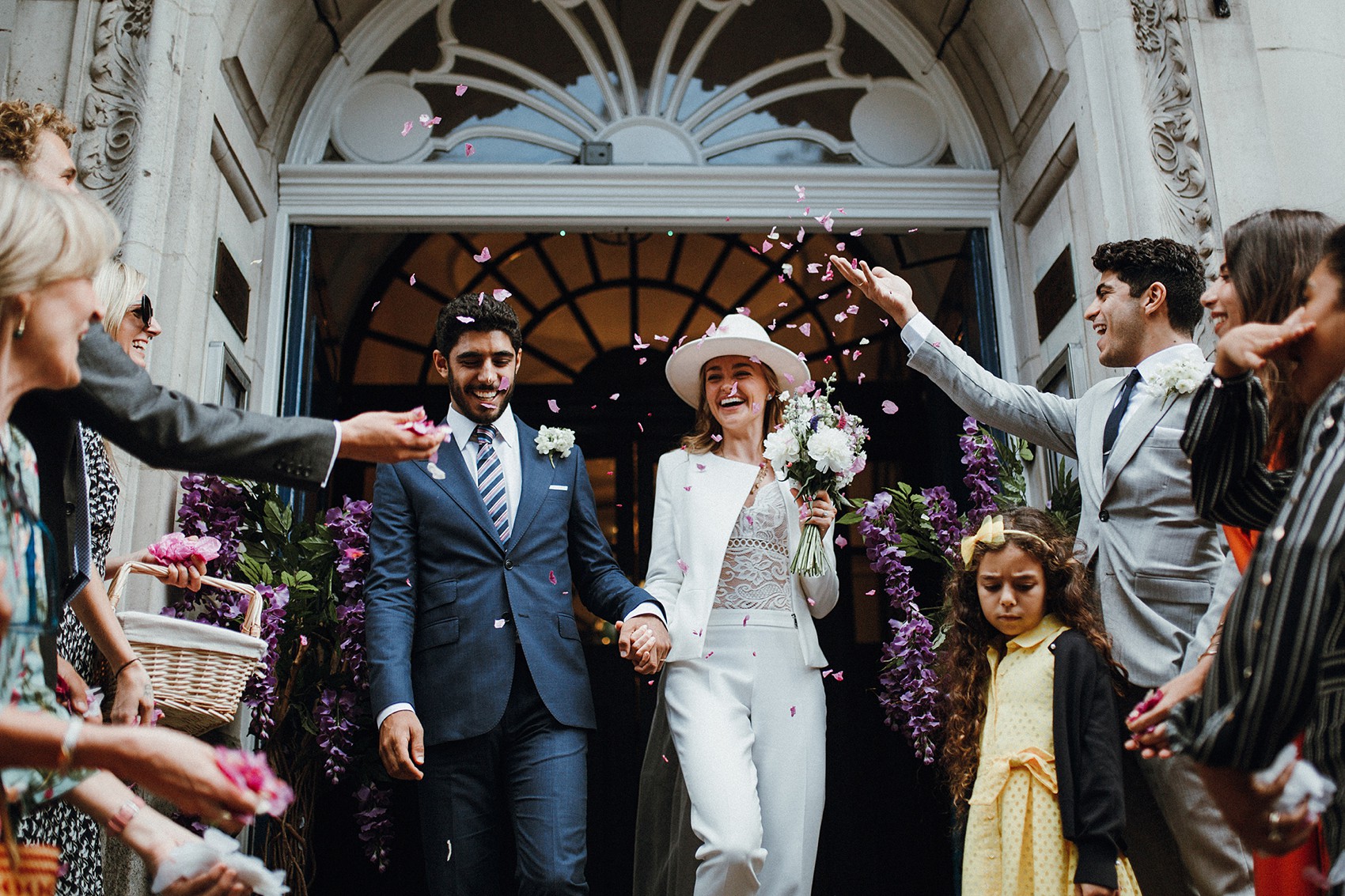 Couple in Matching White Suits