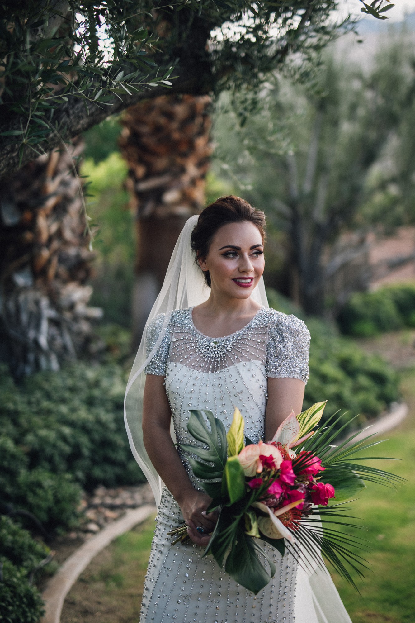 18 Palm Springs Wedding Frank Sinatra Estate Jenny Packham dress