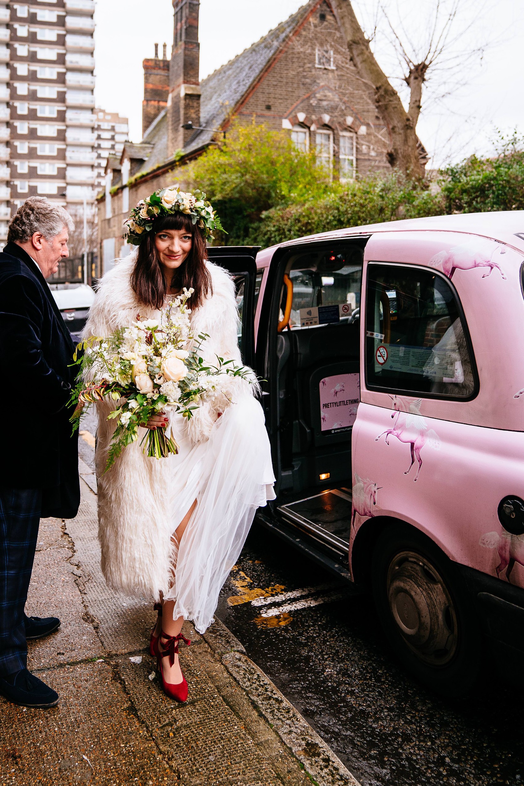  Wiltons Hall Wedding Bo Luca bride - A Bo & Luca Bride in a Floral Crown for a Beautiful, Blended Family Wedding at Wilton's Music Hall