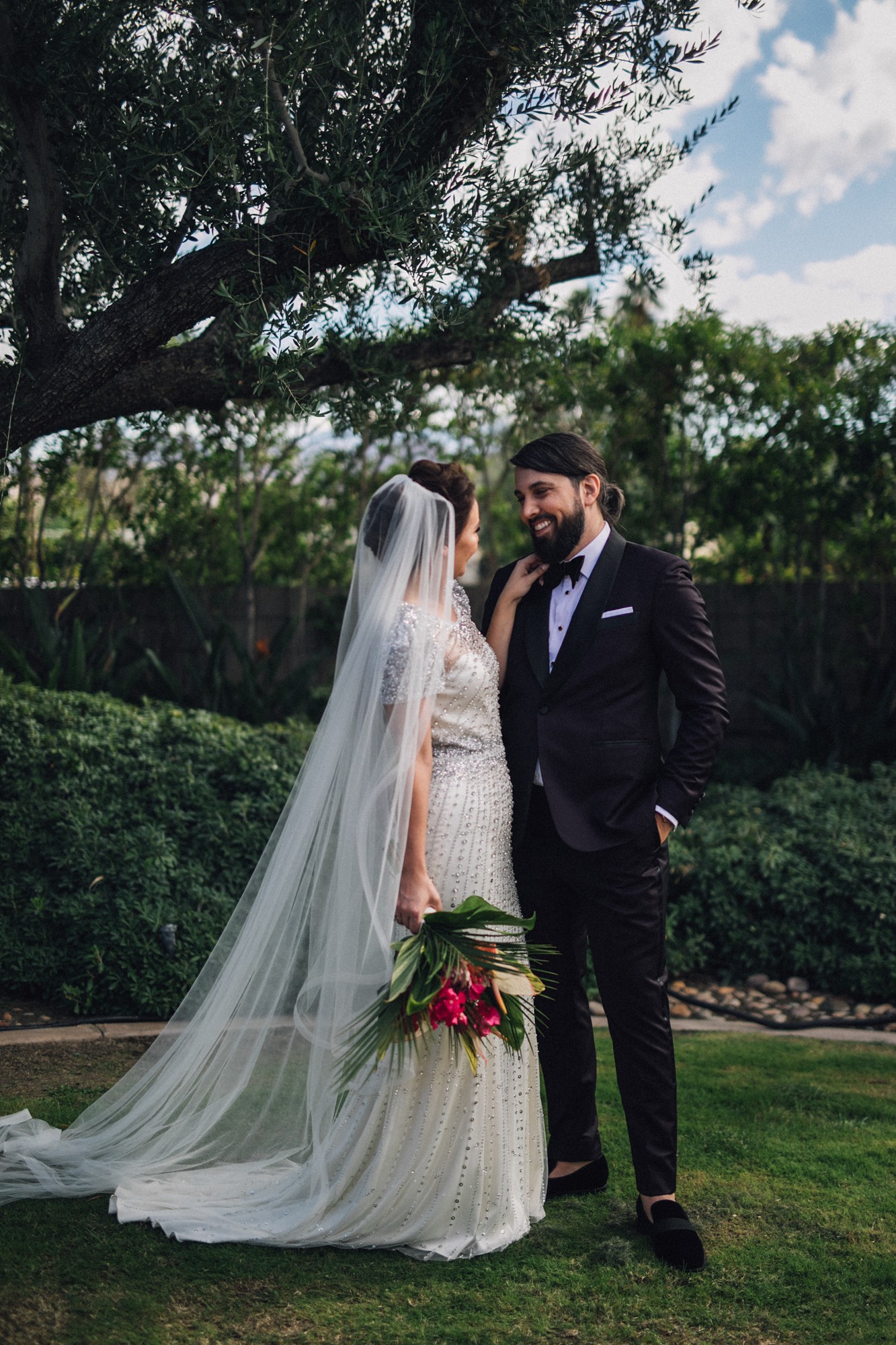 22 Palm Springs Wedding Frank Sinatra Estate Jenny Packham dress