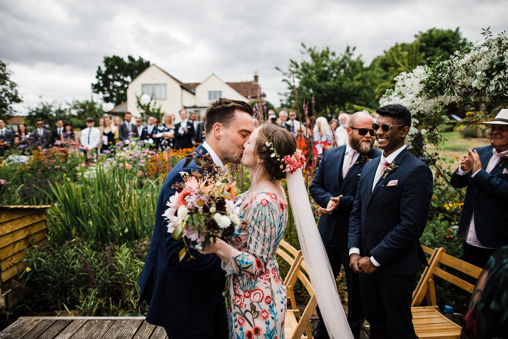 23 Floral Temperley dress garden wedding at home