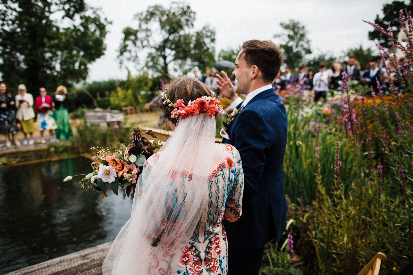 25 Floral Temperley dress garden wedding at home