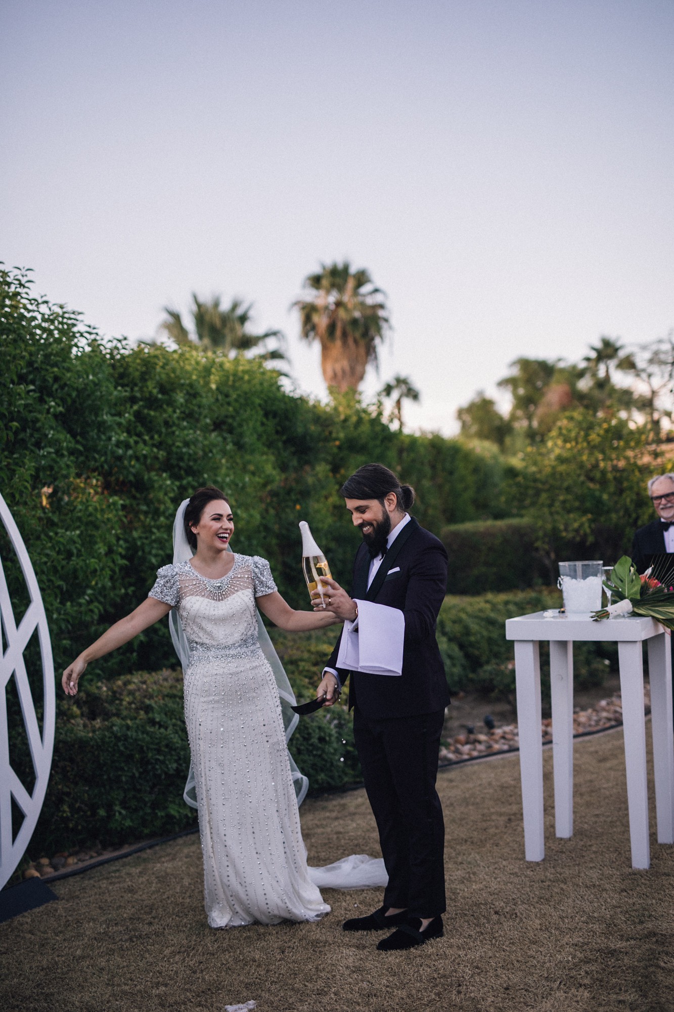 27 Palm Springs Wedding Frank Sinatra Estate Jenny Packham dress