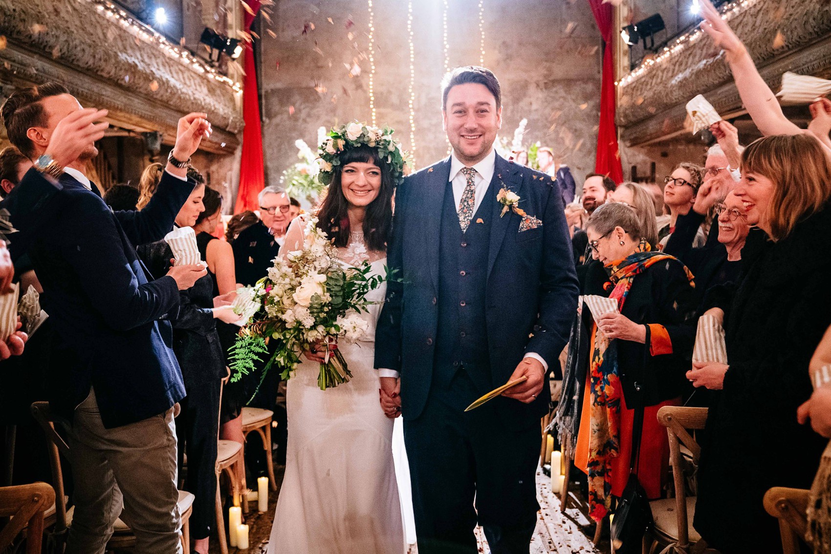  Wiltons Hall Wedding Bo Luca bride - A Bo & Luca Bride in a Floral Crown for a Beautiful, Blended Family Wedding at Wilton's Music Hall