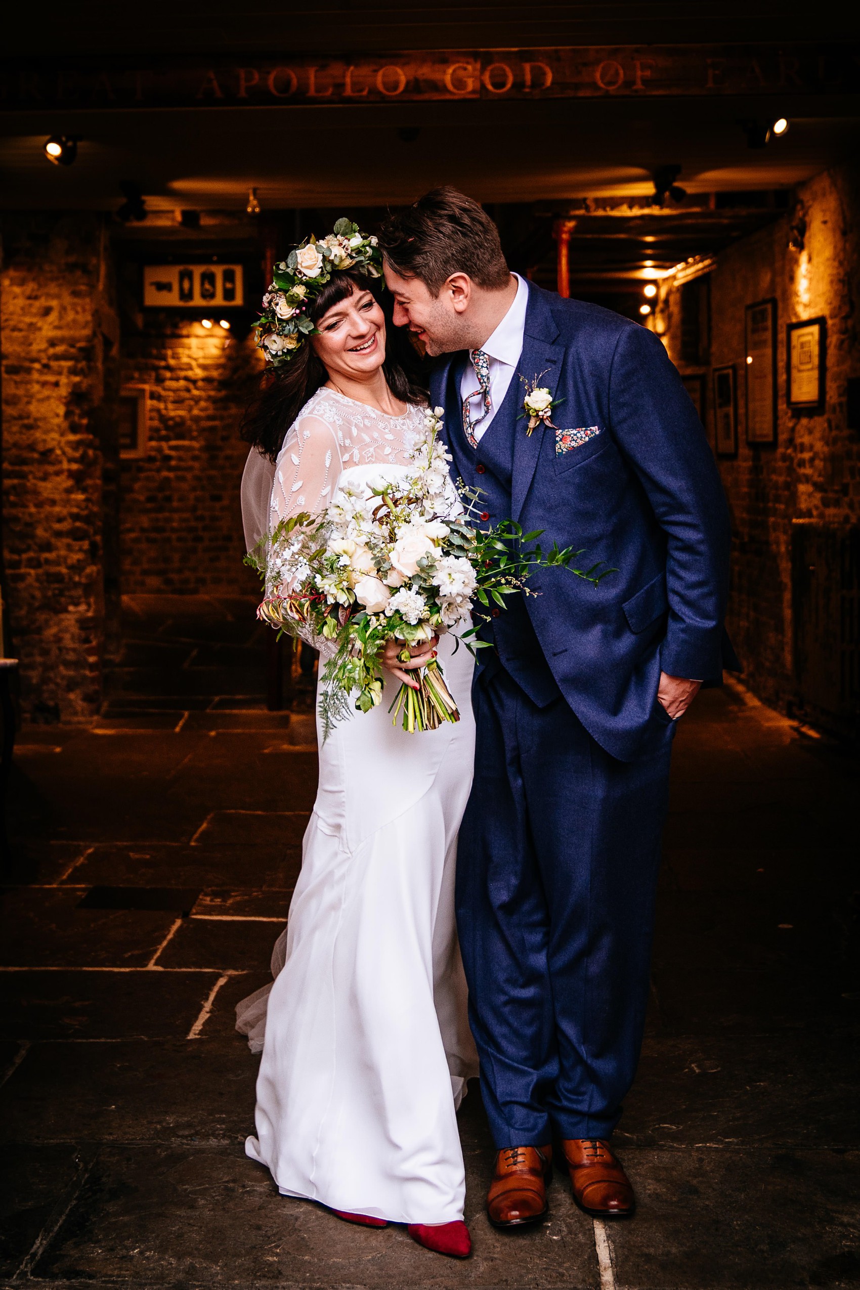  Wiltons Hall Wedding Bo Luca bride - A Bo & Luca Bride in a Floral Crown for a Beautiful, Blended Family Wedding at Wilton's Music Hall