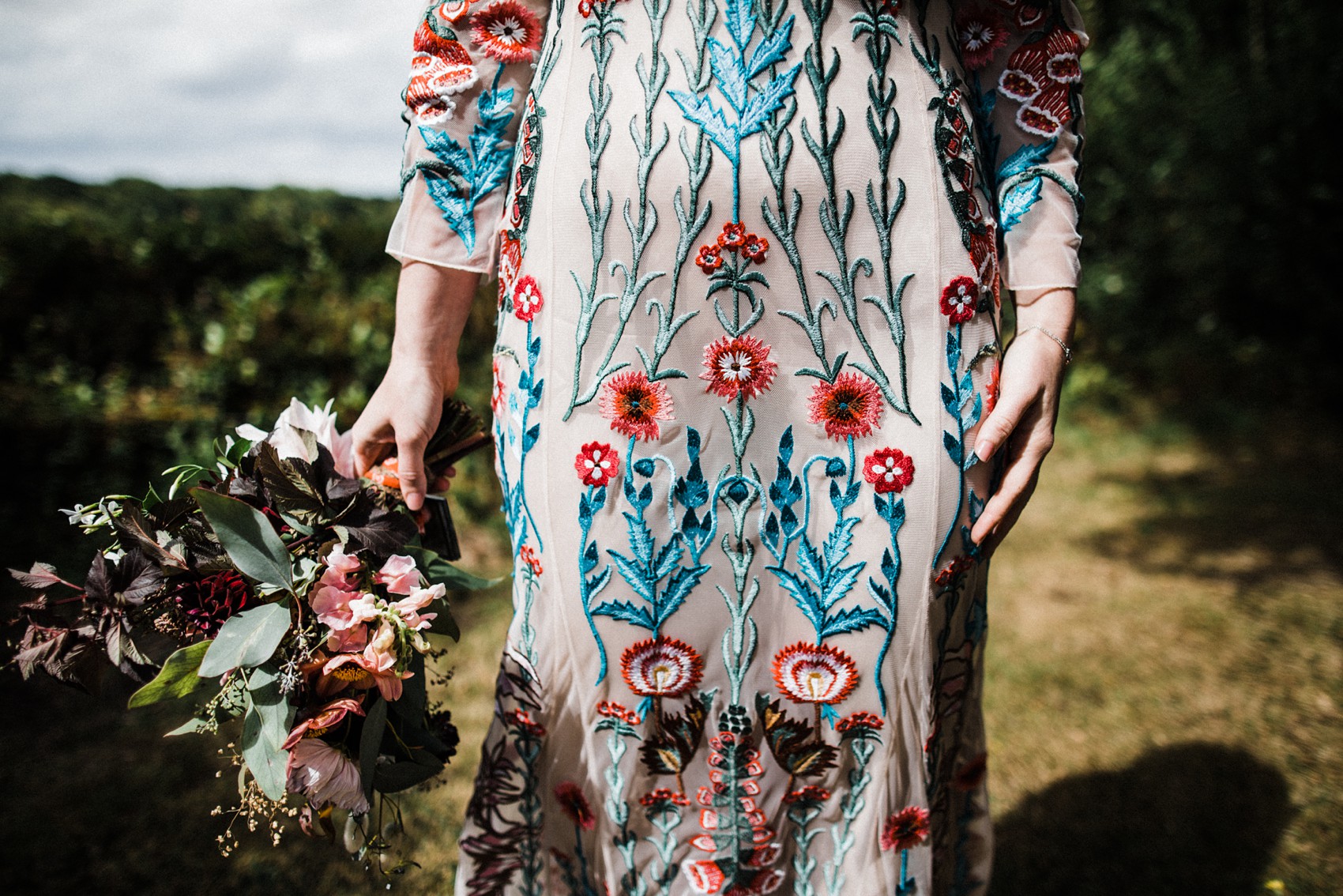 45 Floral Temperley dress garden wedding at home