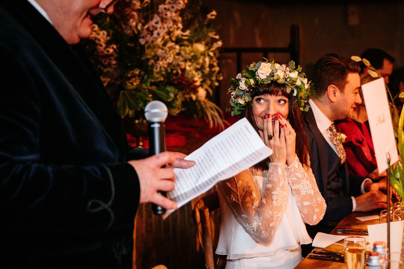  Wiltons Hall Wedding Bo Luca bride - A Bo & Luca Bride in a Floral Crown for a Beautiful, Blended Family Wedding at Wilton's Music Hall