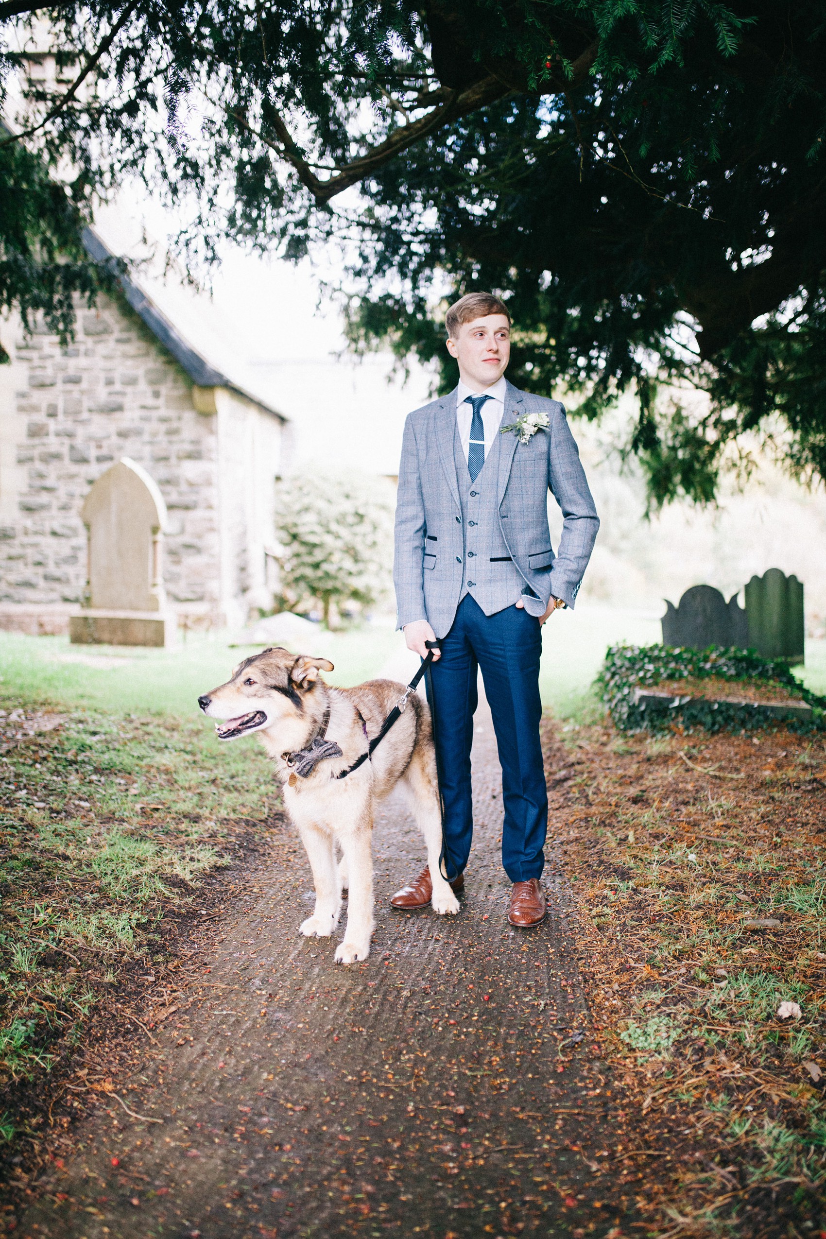  Grey Hayley Paige dress bride in glasses - A Grey Hayley Paige Dress + a Bride in Glasses for a Dog Friendly North Wales Wedding in a Deconsecrated Medieval Church