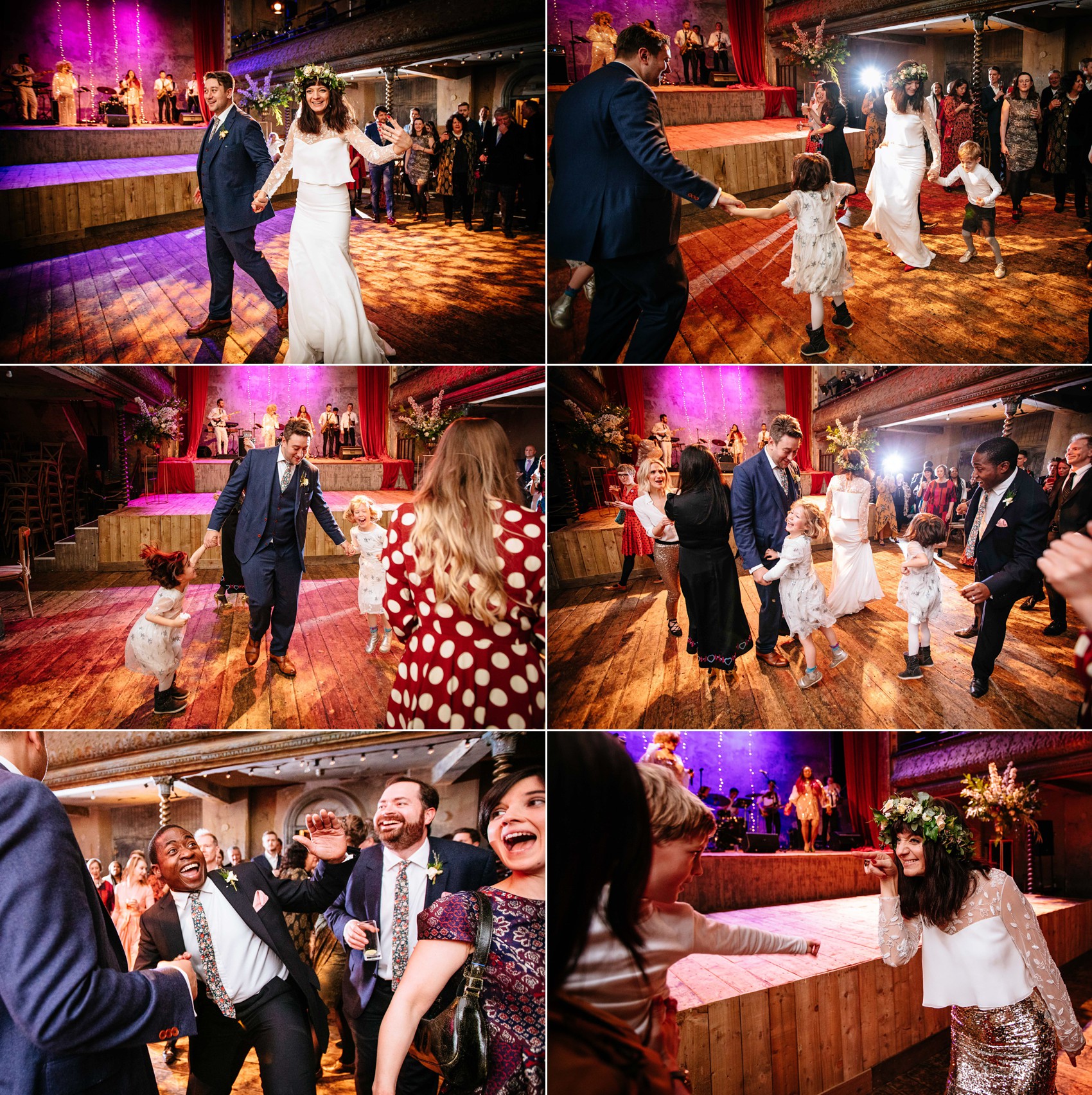  Wiltons Hall Wedding Bo Luca bride - A Bo & Luca Bride in a Floral Crown for a Beautiful, Blended Family Wedding at Wilton's Music Hall