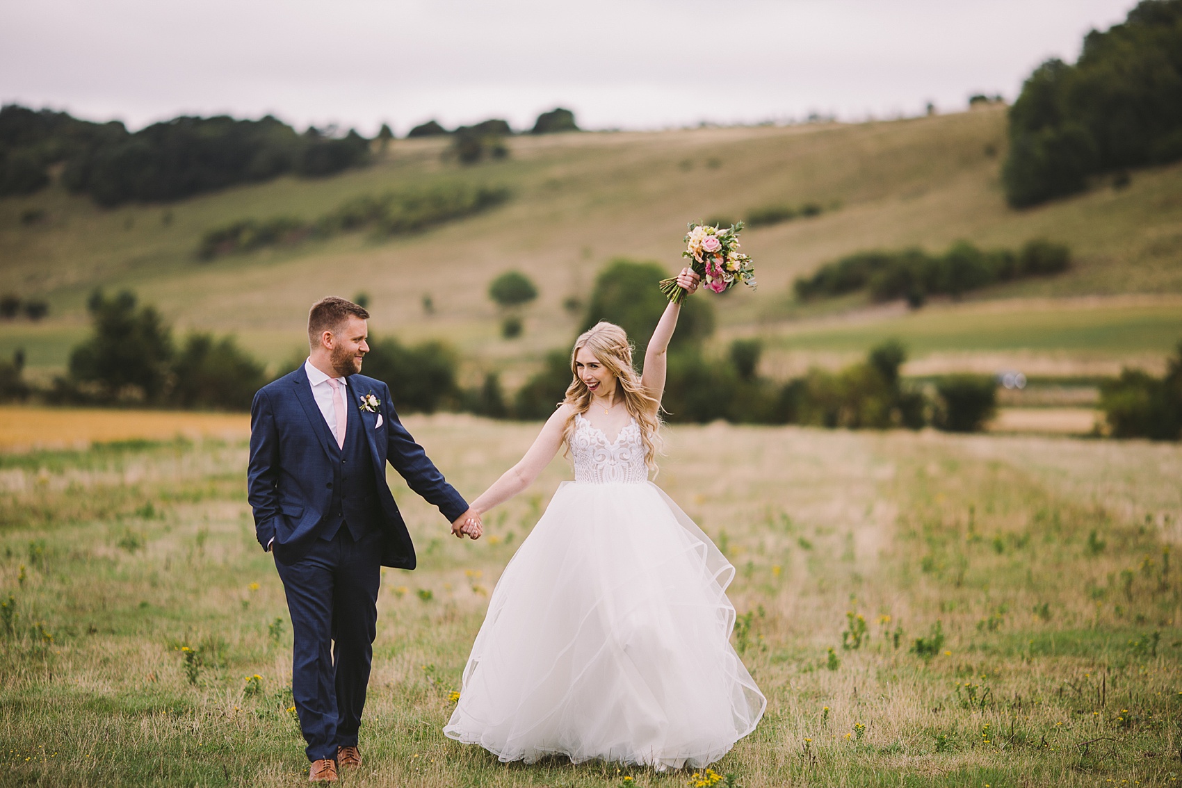 Hayley Paige tulle dress barn wedding  - A Blush Hayley Paige Dress for a Romantic + Whimsical English Country Garden Inspired Barn Wedding
