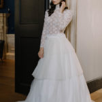 Tiered bridal gown, by Kate Edmondson wedding dress designer, London