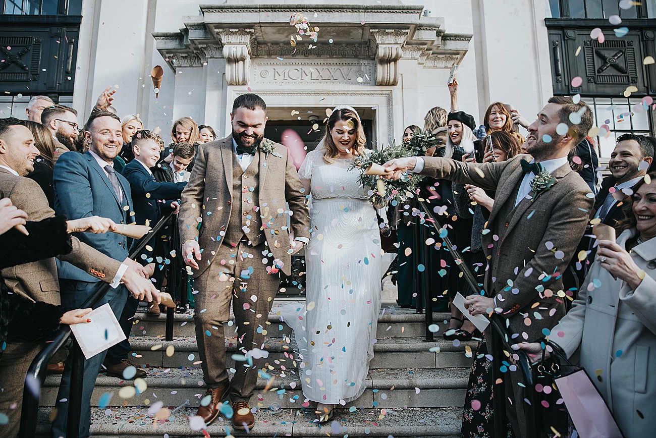 26 Jenny Packham bride vintage christmas wedding