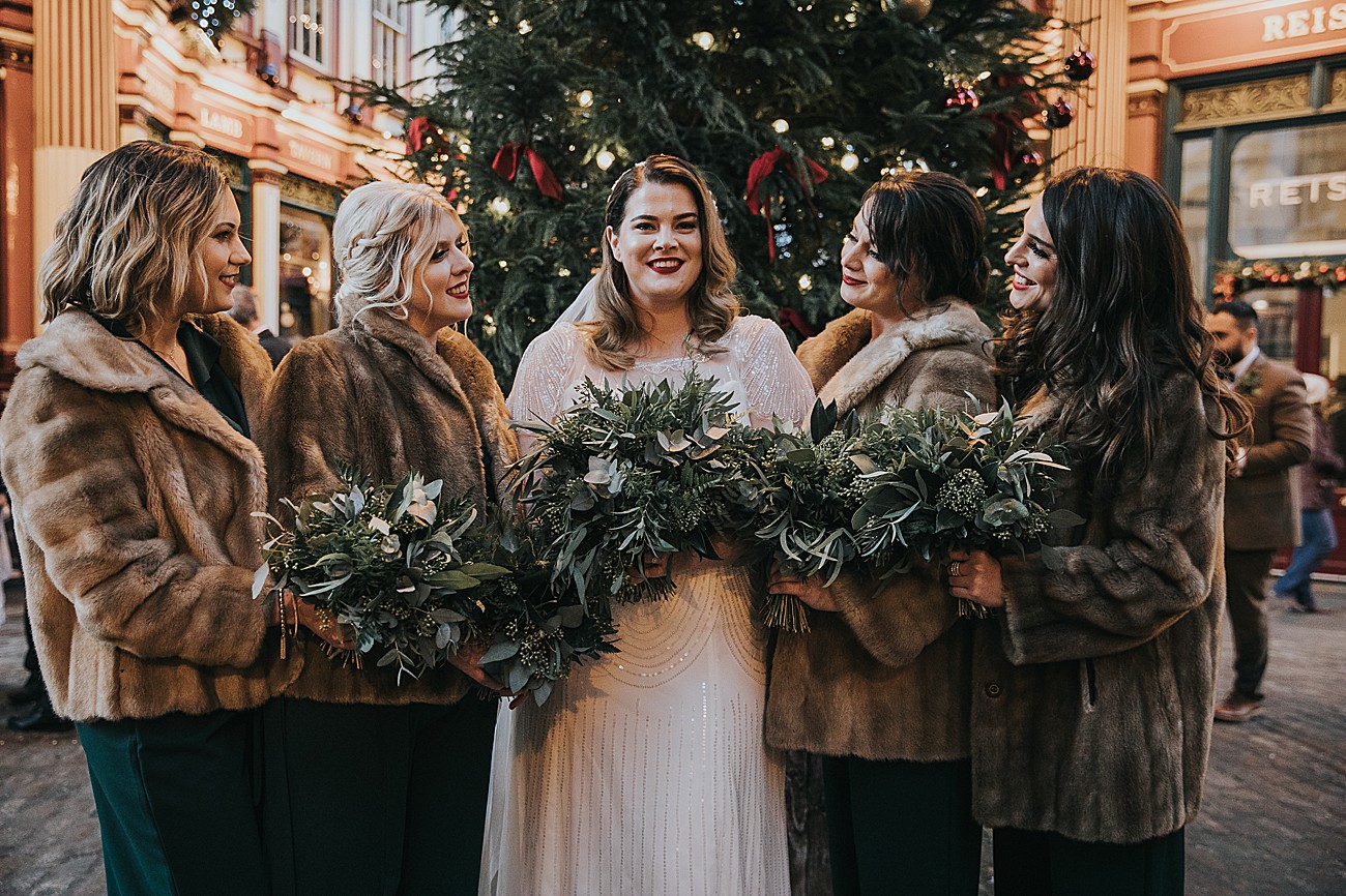 34 Jenny Packham bride vintage christmas wedding