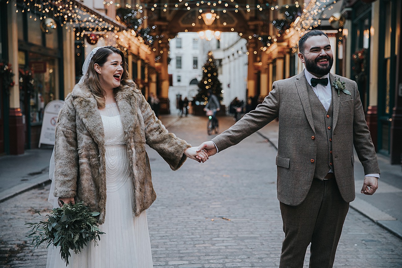 47 Jenny Packham bride vintage christmas wedding