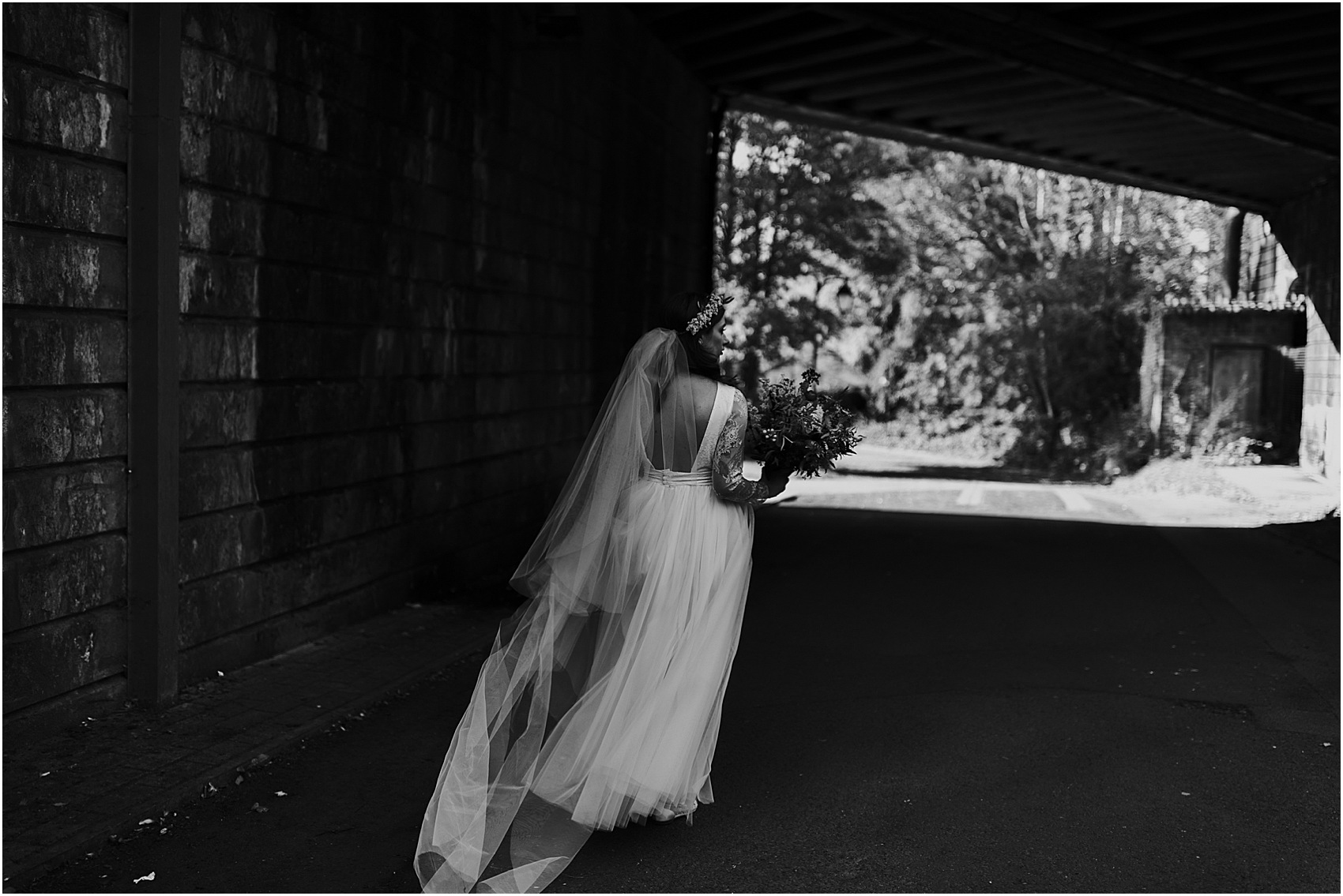 Ailsa Munro dress waxflower crown Glasgow wedding 12