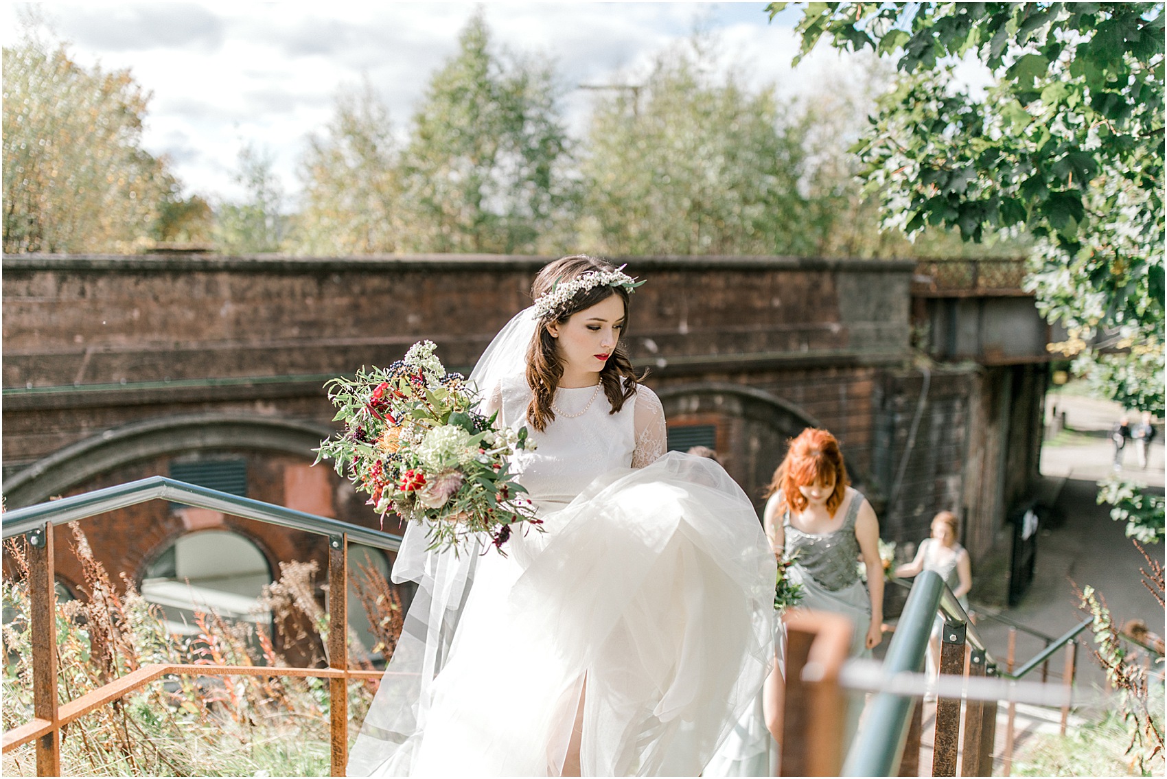 Ailsa Munro dress waxflower crown Glasgow wedding 15