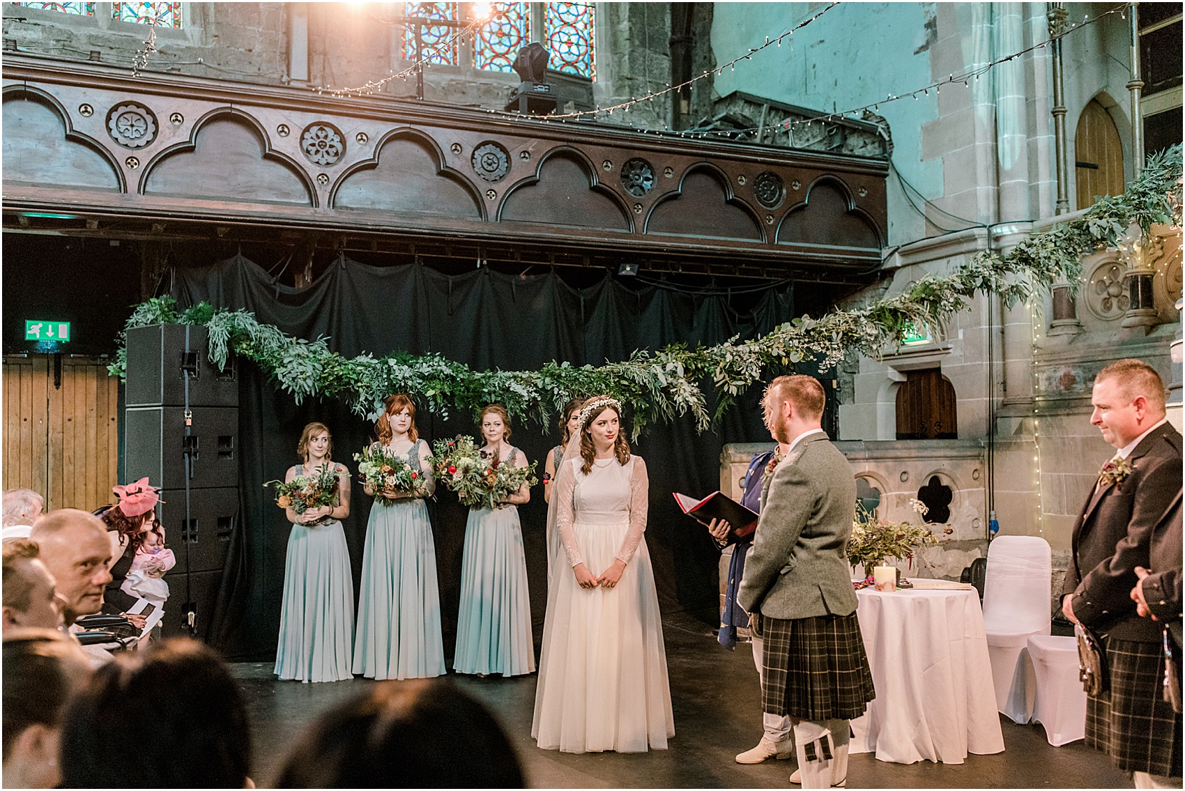 Ailsa Munro dress waxflower crown Glasgow wedding 23