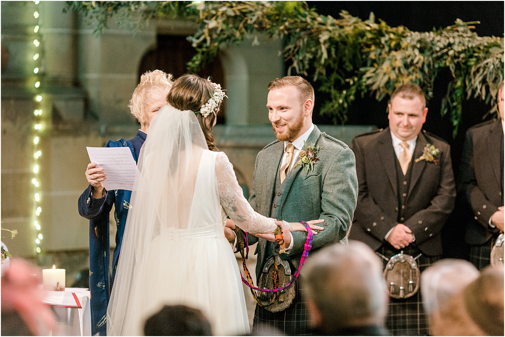 Ailsa Munro dress waxflower crown Glasgow wedding 24