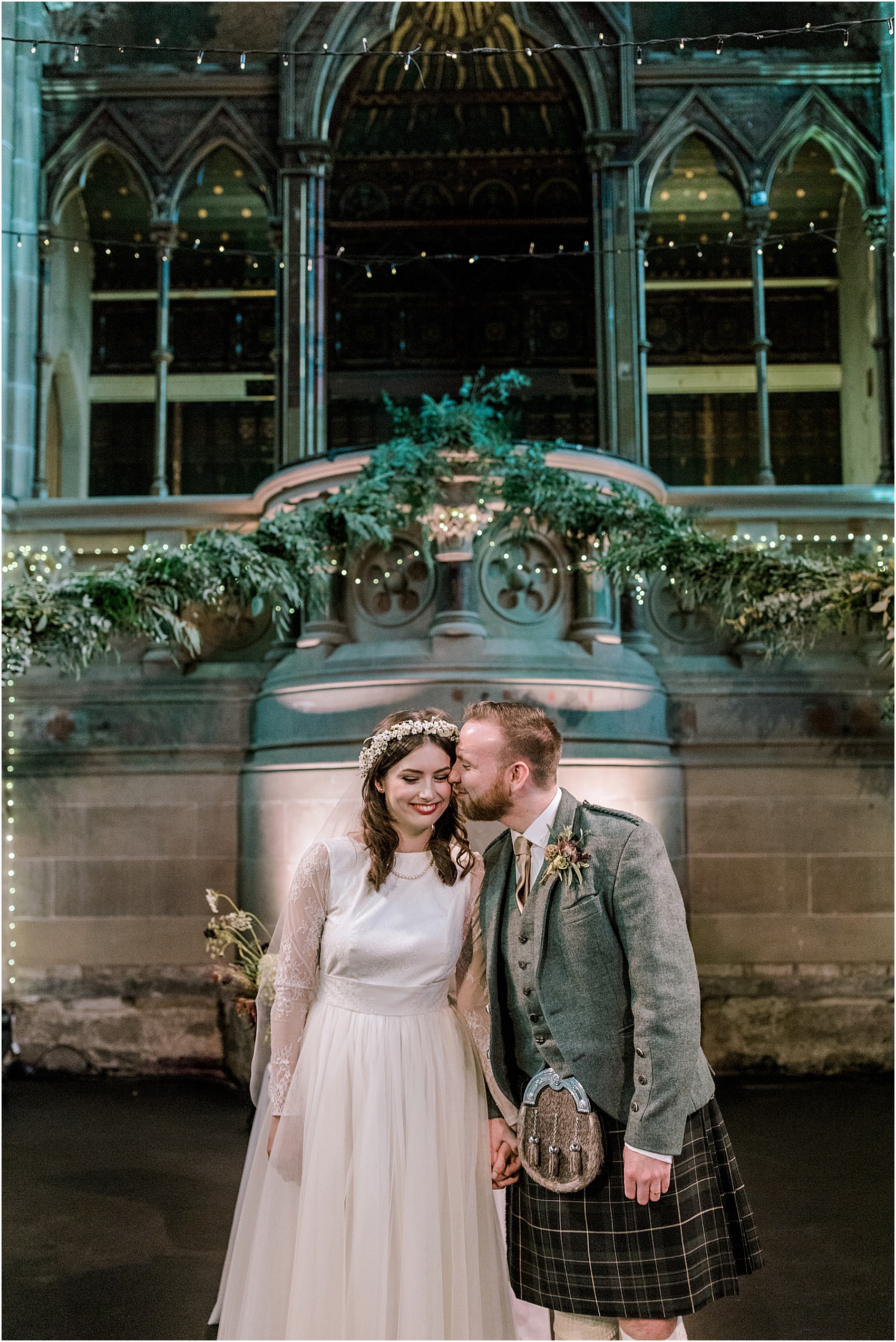 Ailsa Munro dress waxflower crown Glasgow wedding 25