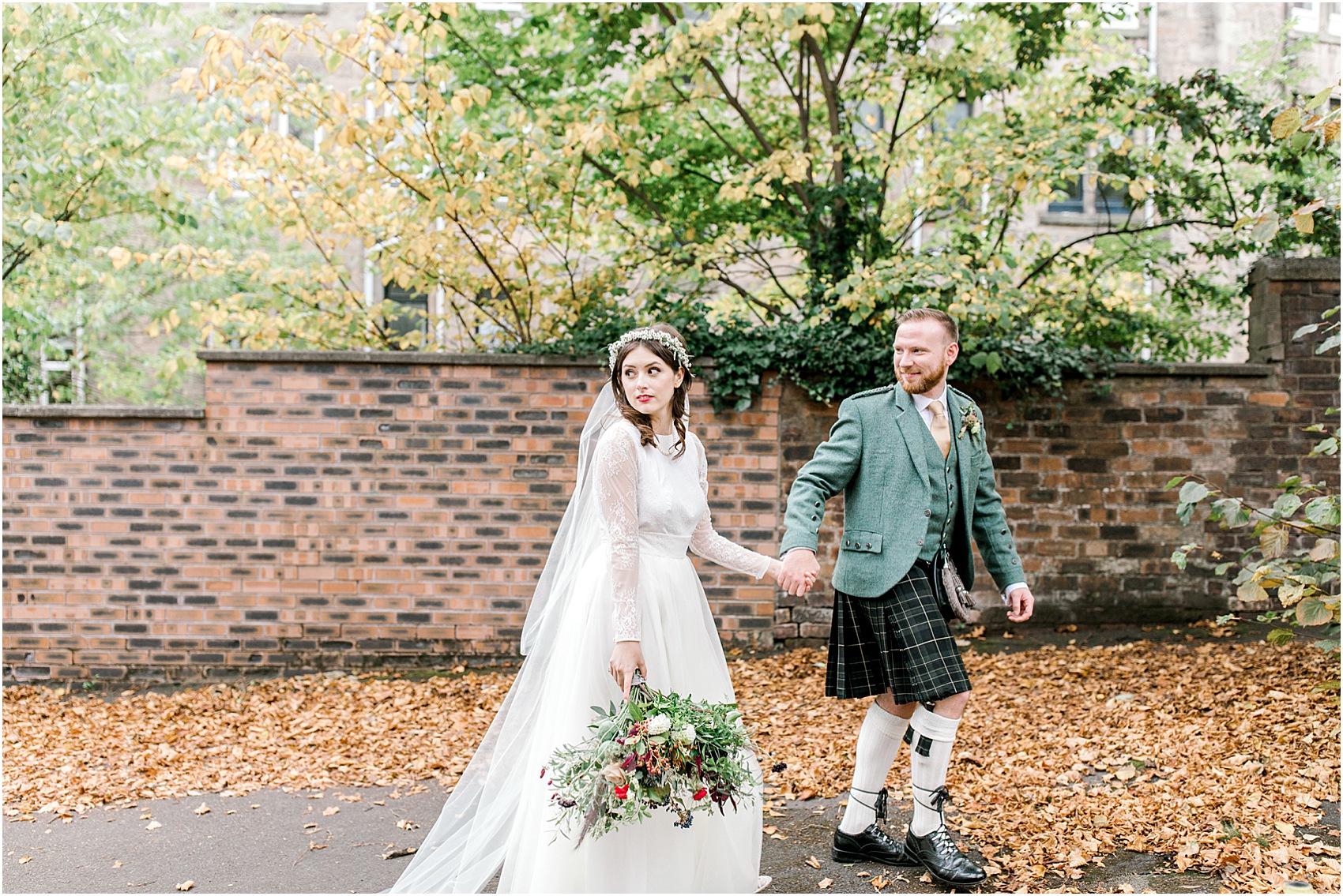 Ailsa Munro dress waxflower crown Glasgow wedding 26