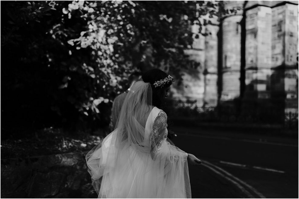 Ailsa Munro dress waxflower crown Glasgow wedding 33
