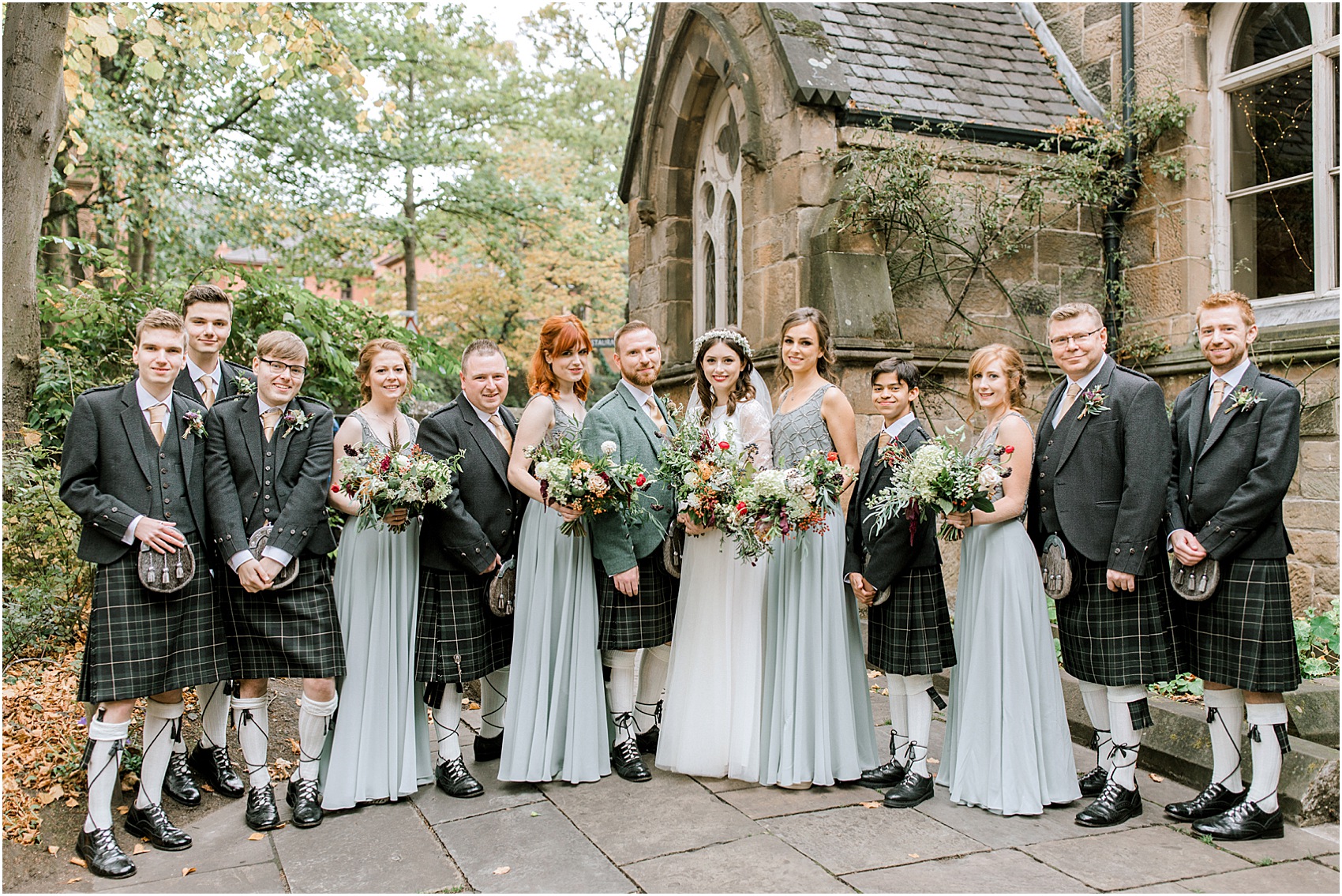 Ailsa Munro dress waxflower crown Glasgow wedding 34