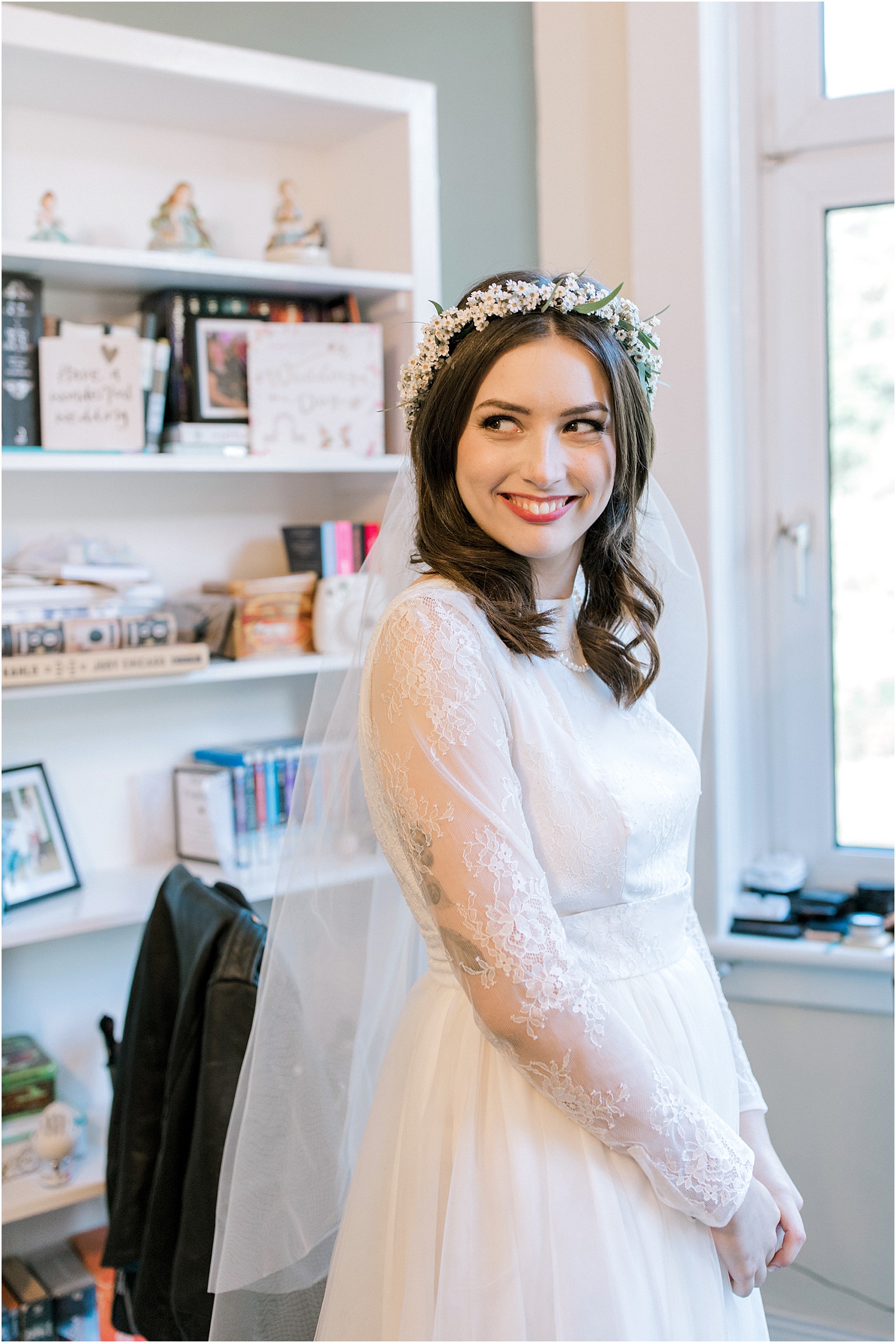 Ailsa Munro dress waxflower crown Glasgow wedding 6