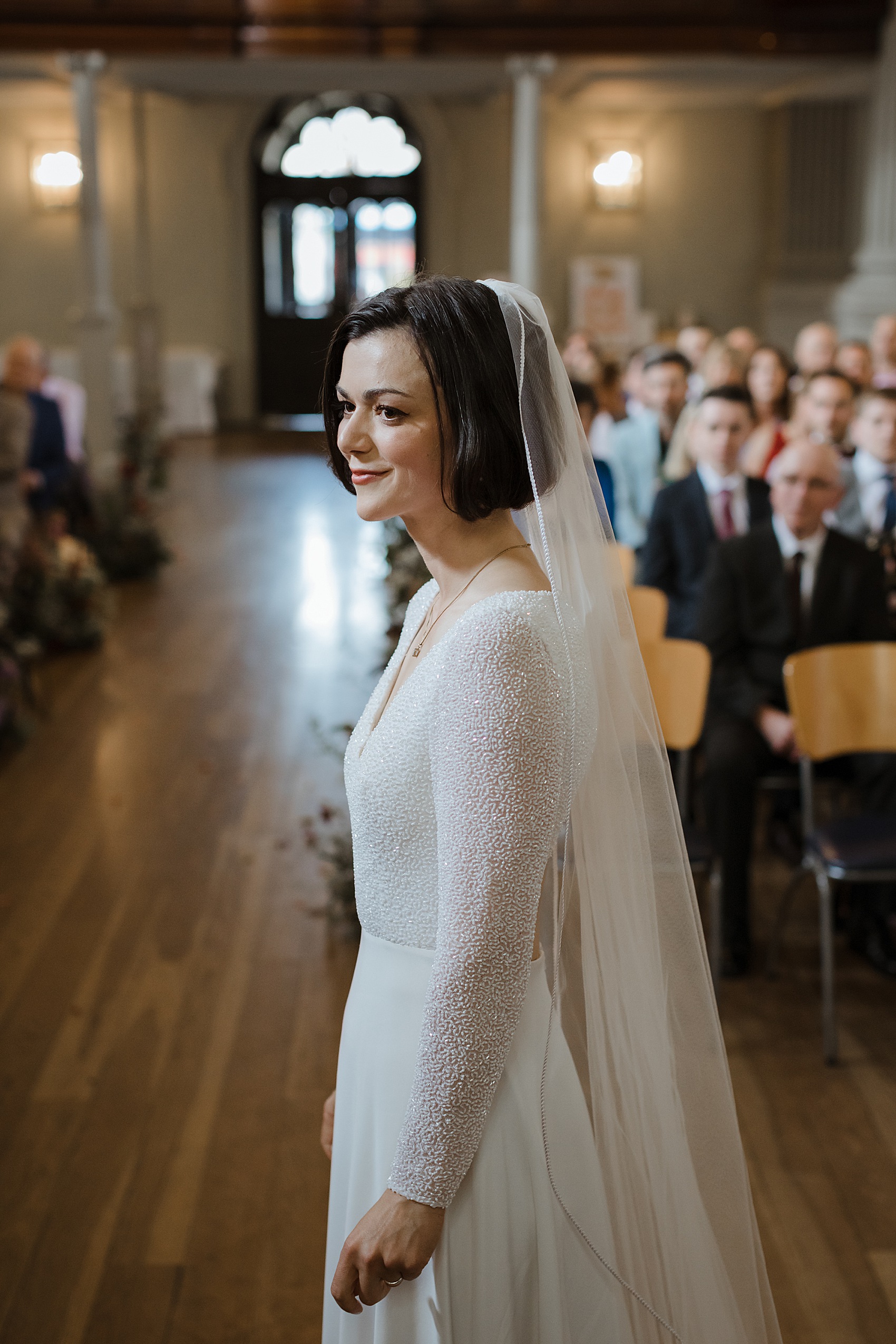 Andrea Hawkes bride Glasgow city wedding  - A Modern, Sequin + Backless Andrea Hawkes Dress for a Stylish Glasgow City Wedding full of Flowers and Joy