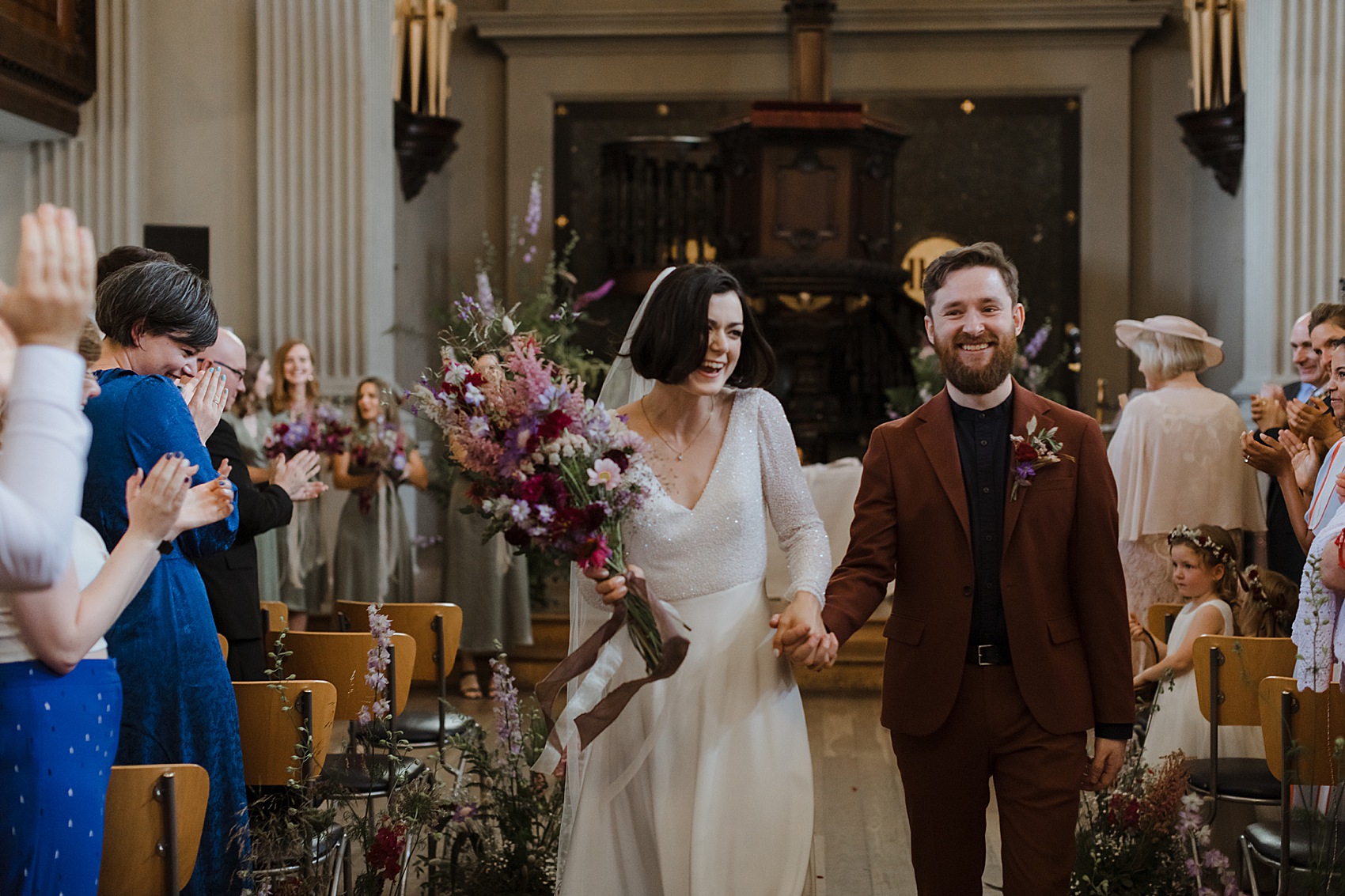 Andrea Hawkes bride Glasgow city wedding  - A Modern, Sequin + Backless Andrea Hawkes Dress for a Stylish Glasgow City Wedding full of Flowers and Joy