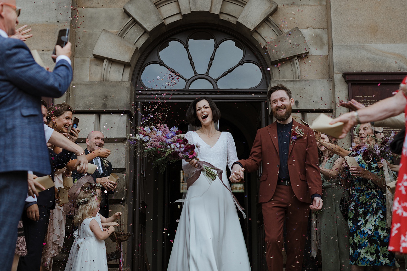 Andrea Hawkes bride Glasgow city wedding  - A Modern, Sequin + Backless Andrea Hawkes Dress for a Stylish Glasgow City Wedding full of Flowers and Joy