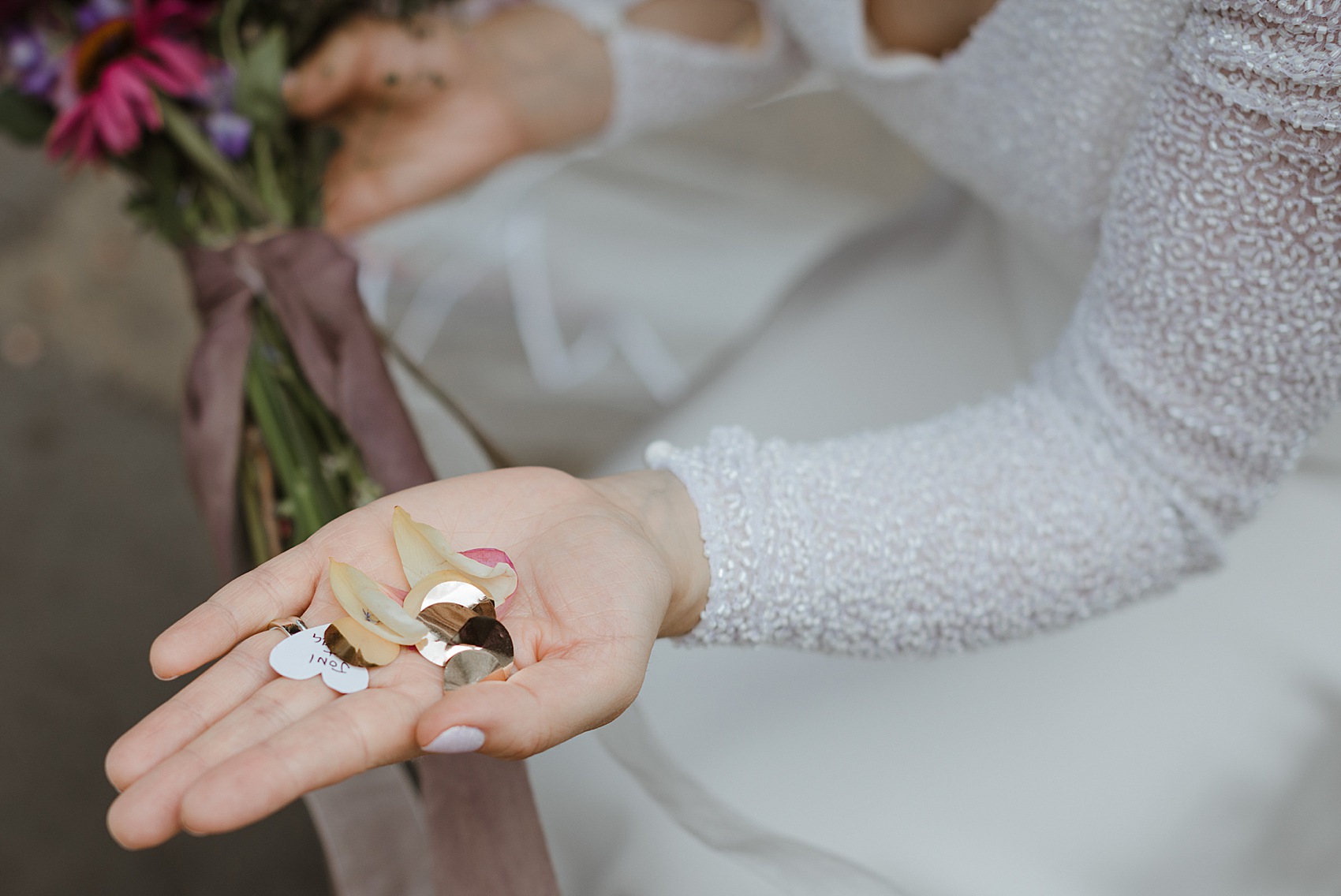 Andrea Hawkes bride Glasgow city wedding  - A Modern, Sequin + Backless Andrea Hawkes Dress for a Stylish Glasgow City Wedding full of Flowers and Joy