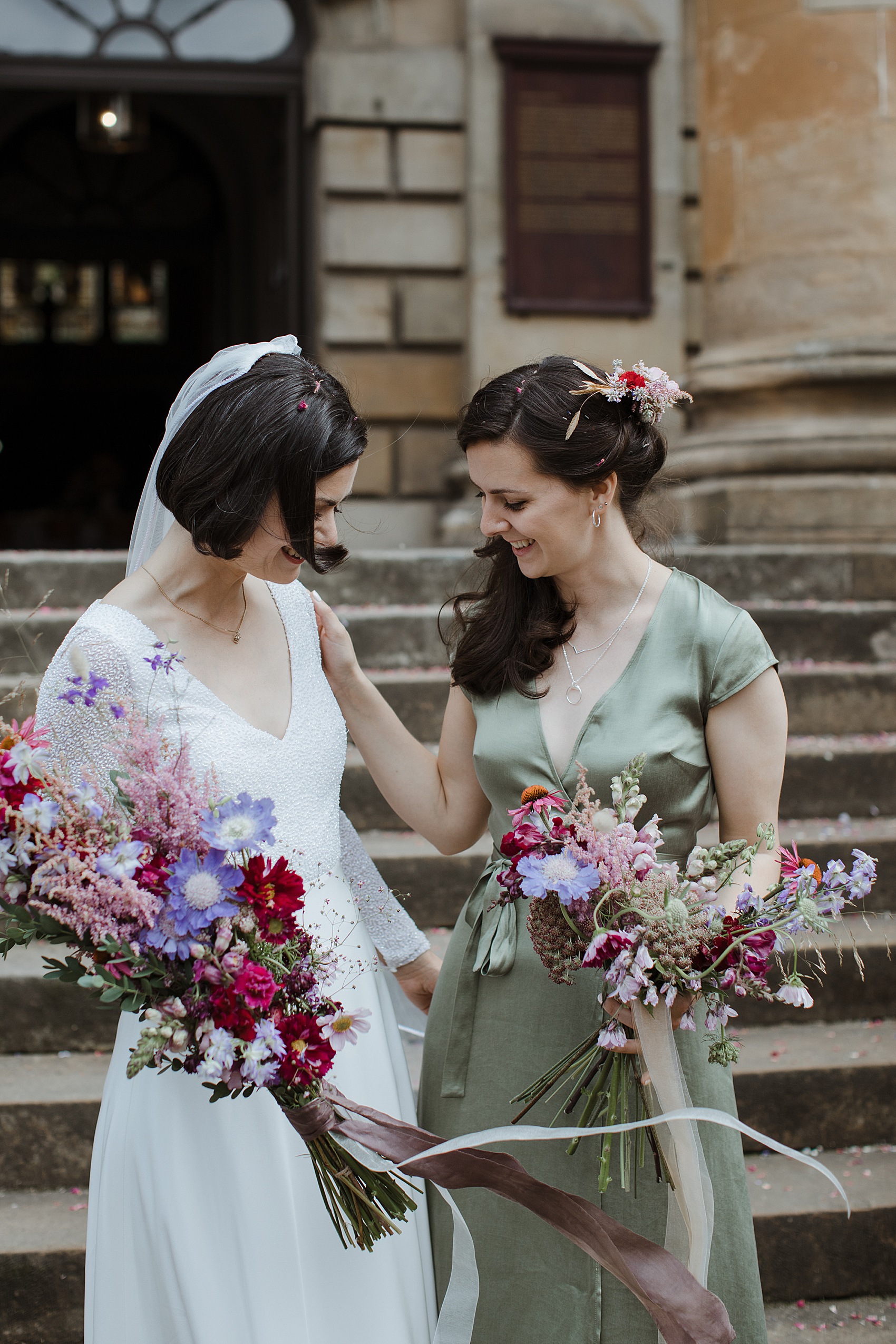 Andrea Hawkes bride Glasgow city wedding  - A Modern, Sequin + Backless Andrea Hawkes Dress for a Stylish Glasgow City Wedding full of Flowers and Joy