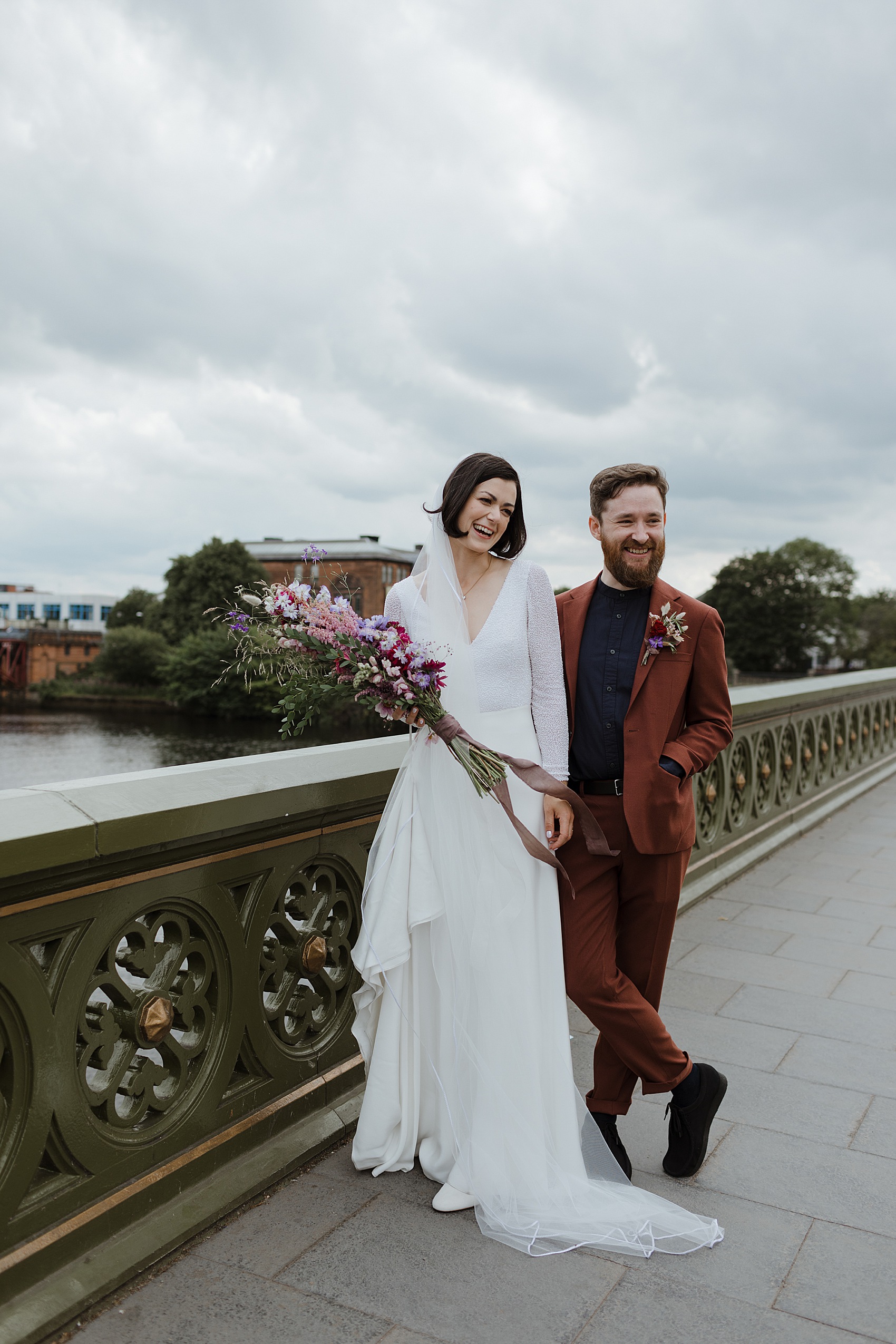 Andrea Hawkes bride Glasgow city wedding  - A Modern, Sequin + Backless Andrea Hawkes Dress for a Stylish Glasgow City Wedding full of Flowers and Joy