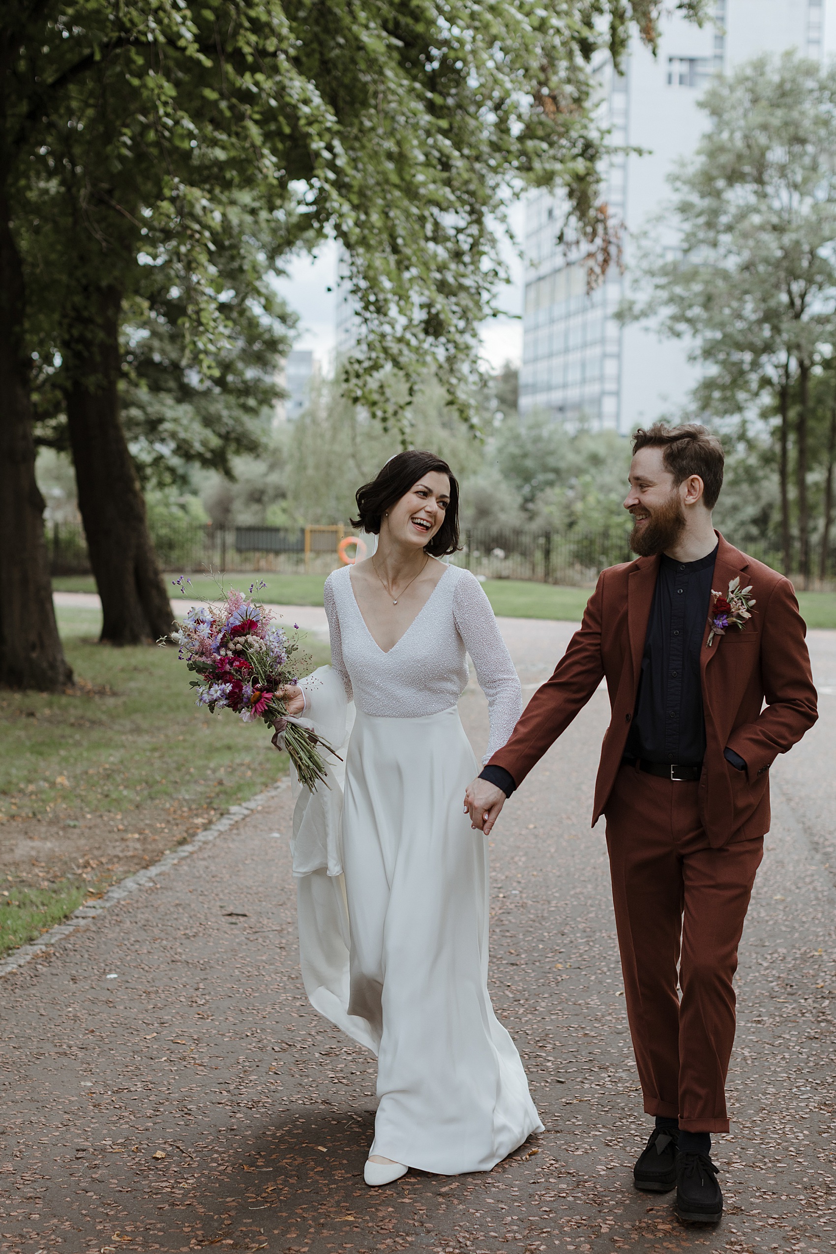 Andrea Hawkes bride Glasgow city wedding  - A Modern, Sequin + Backless Andrea Hawkes Dress for a Stylish Glasgow City Wedding full of Flowers and Joy