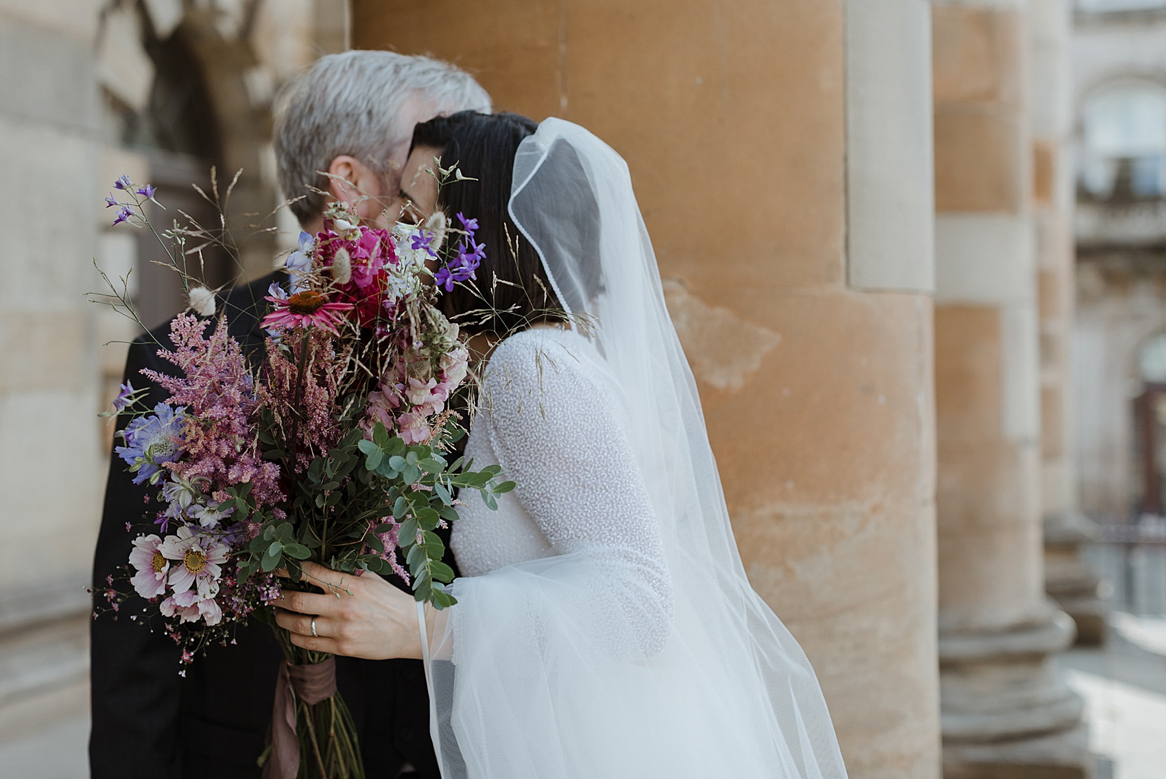 Andrea Hawkes bride Glasgow city wedding  - A Modern, Sequin + Backless Andrea Hawkes Dress for a Stylish Glasgow City Wedding full of Flowers and Joy