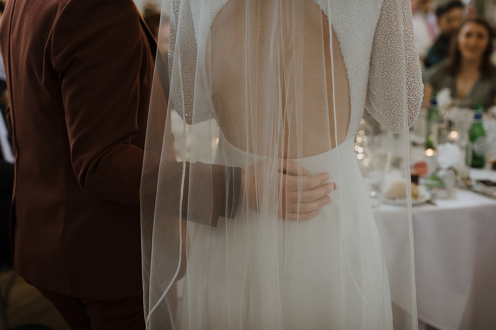 Andrea Hawkes bride Glasgow city wedding  - A Modern, Sequin + Backless Andrea Hawkes Dress for a Stylish Glasgow City Wedding full of Flowers and Joy