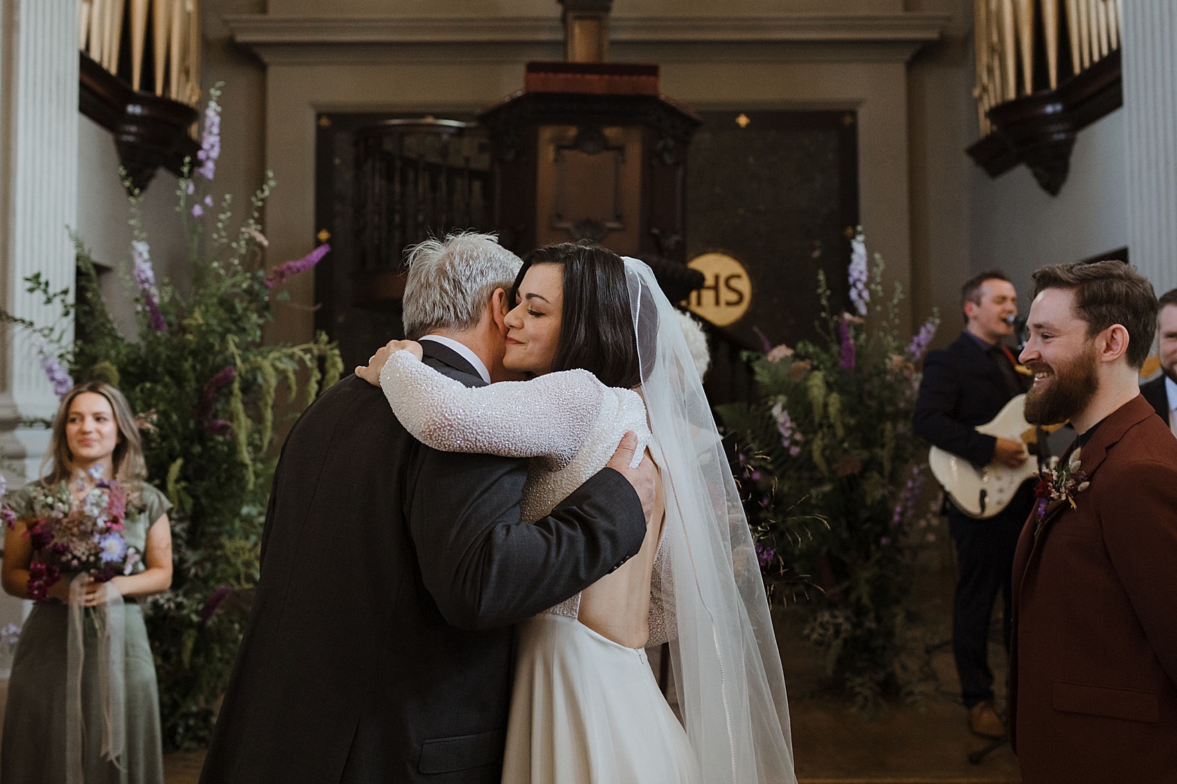 Andrea Hawkes bride Glasgow city wedding  - A Modern, Sequin + Backless Andrea Hawkes Dress for a Stylish Glasgow City Wedding full of Flowers and Joy