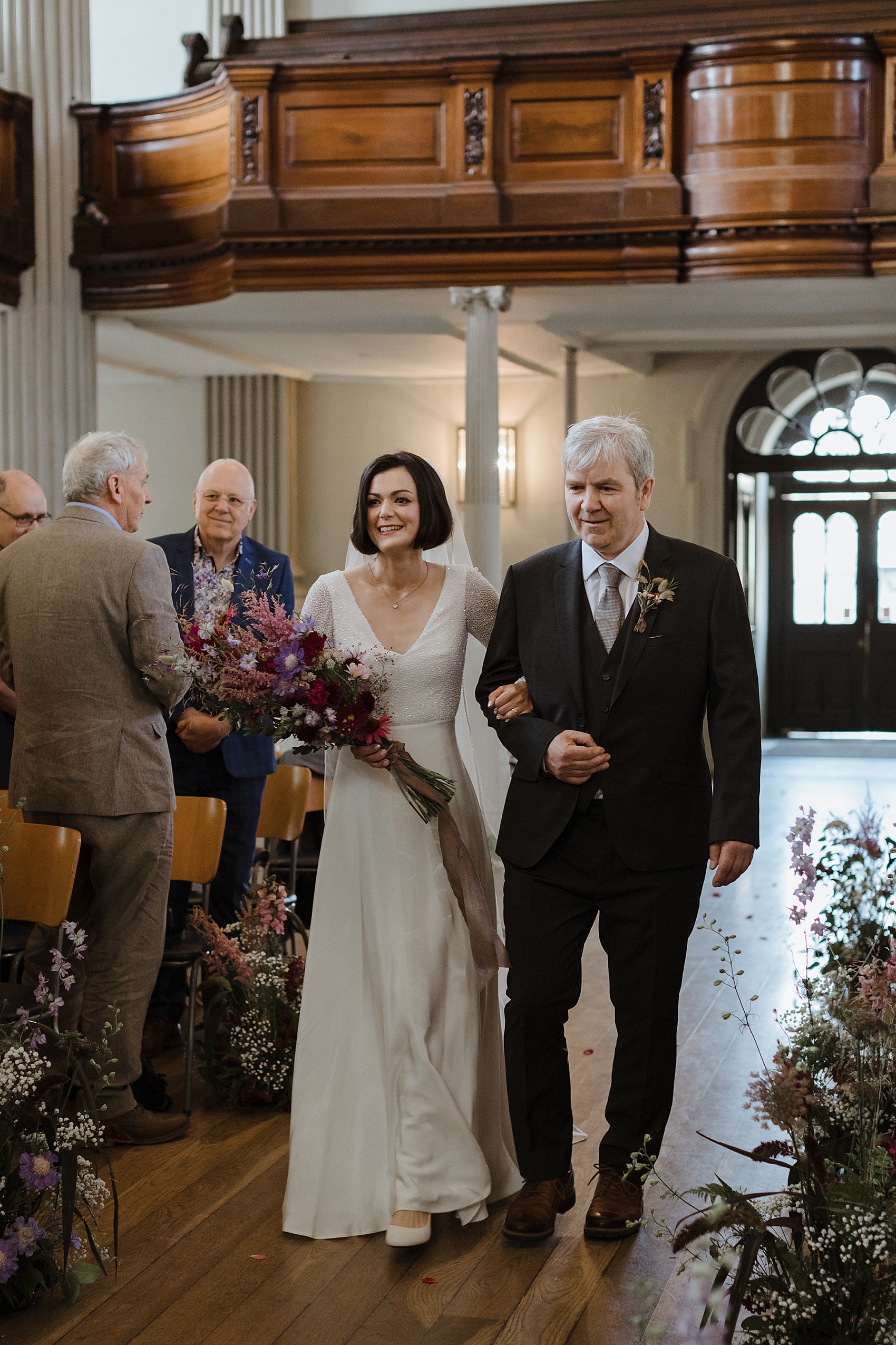 Andrea Hawkes bride Glasgow city wedding  - A Modern, Sequin + Backless Andrea Hawkes Dress for a Stylish Glasgow City Wedding full of Flowers and Joy