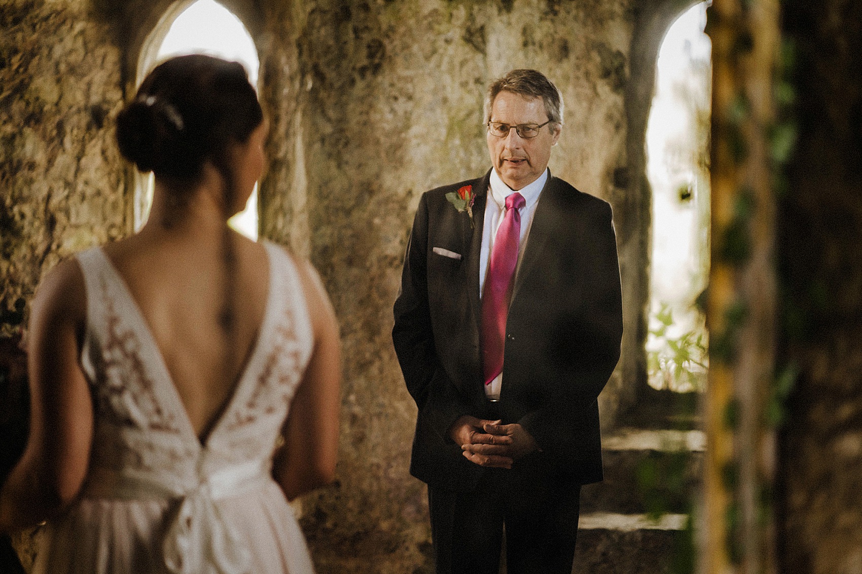 Blush pink Catherine Deane wedding dress  - A Blush Pink Catherine Deane Dress for a Welsh Castle Wedding With 700 Japanese Origami Paper Cranes