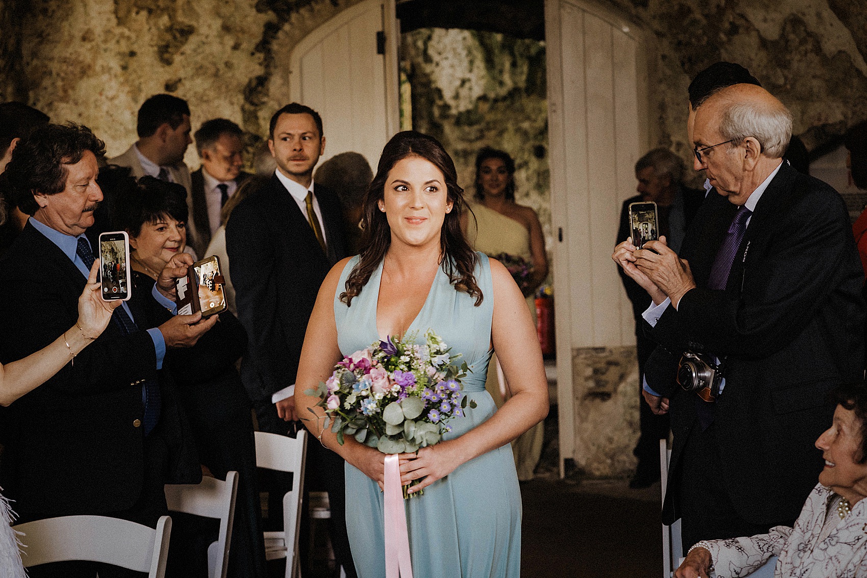 Blush pink Catherine Deane wedding dress  - A Blush Pink Catherine Deane Dress for a Welsh Castle Wedding With 700 Japanese Origami Paper Cranes