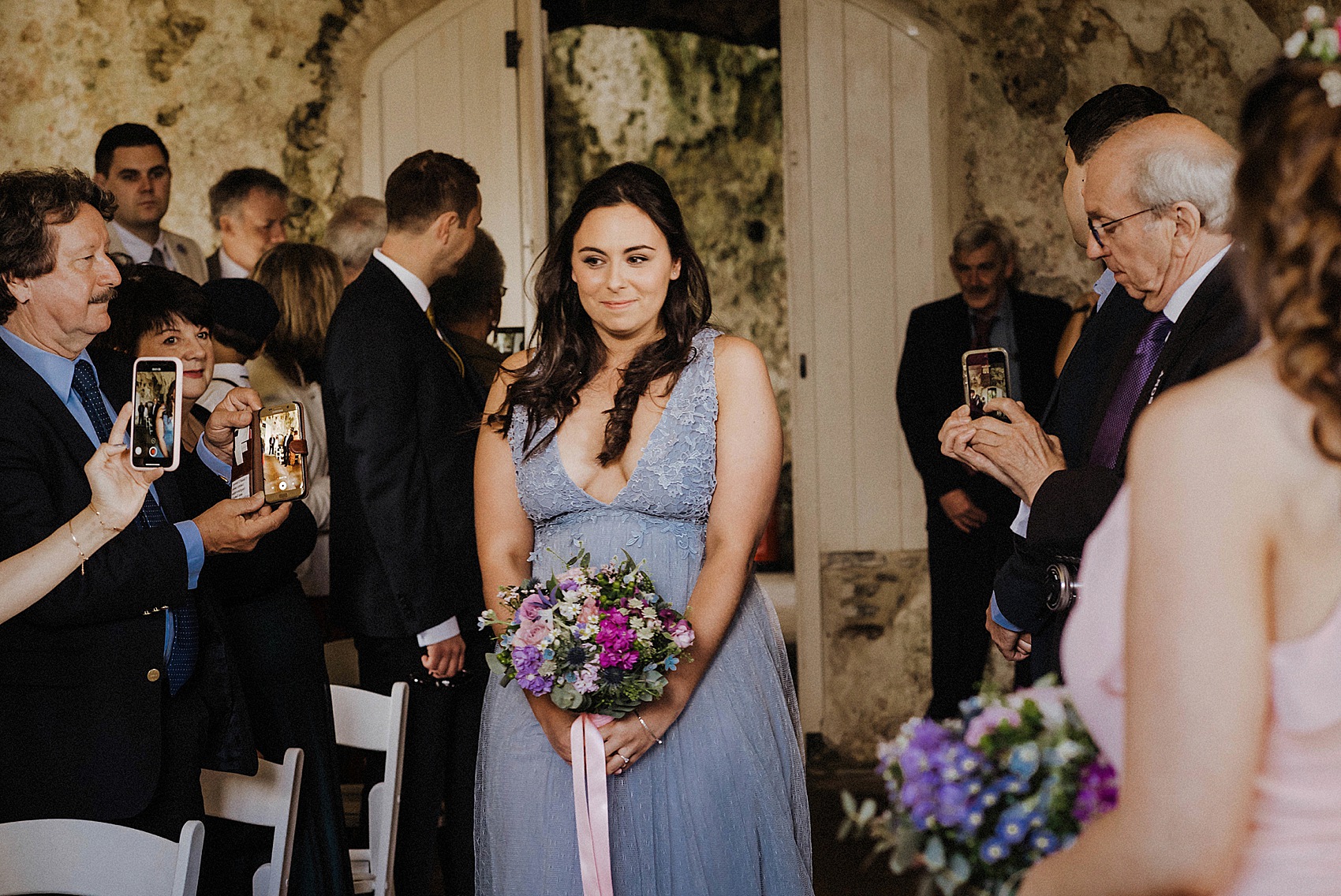 Blush pink Catherine Deane wedding dress  - A Blush Pink Catherine Deane Dress for a Welsh Castle Wedding With 700 Japanese Origami Paper Cranes