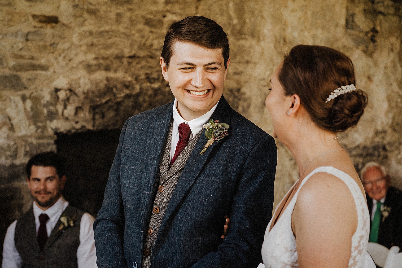 Blush pink Catherine Deane wedding dress  - A Blush Pink Catherine Deane Dress for a Welsh Castle Wedding With 700 Japanese Origami Paper Cranes