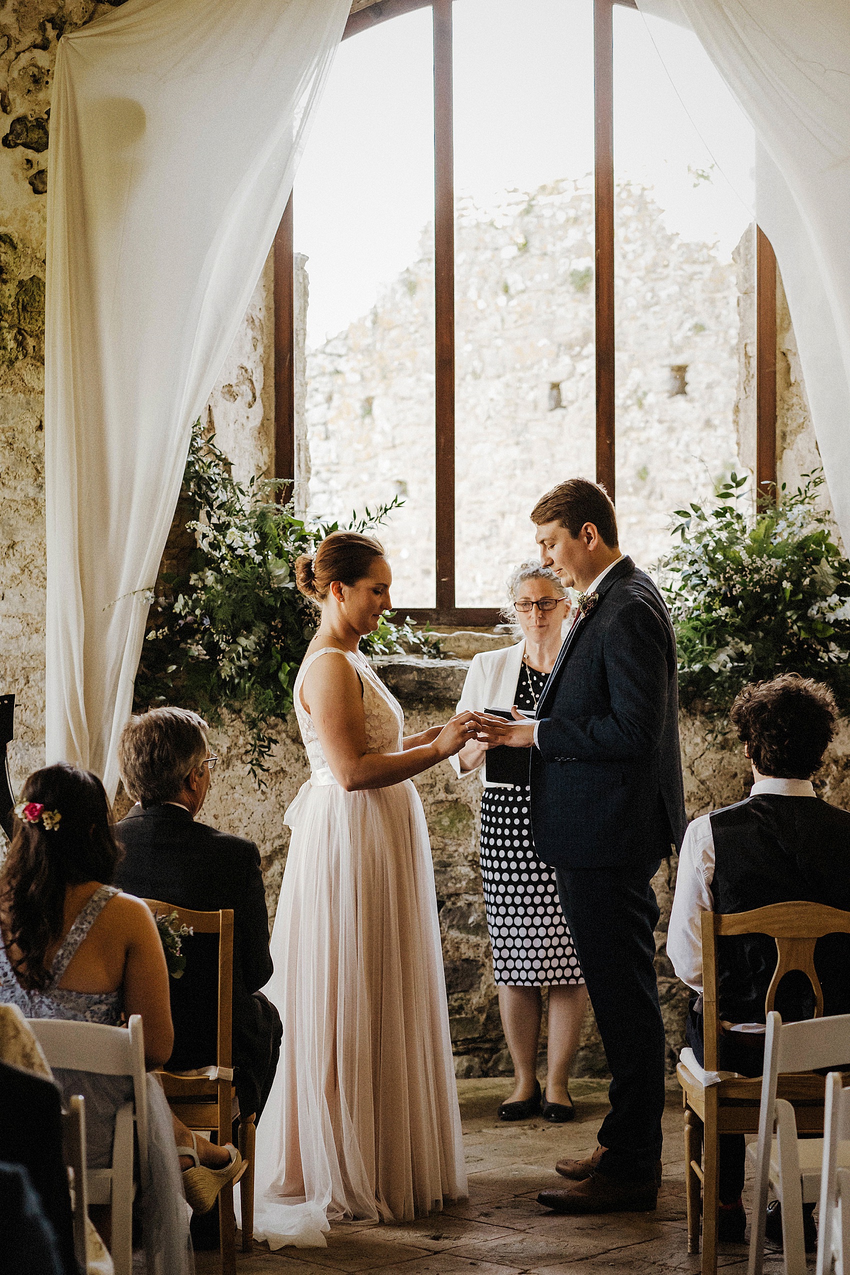 Blush pink Catherine Deane wedding dress  - A Blush Pink Catherine Deane Dress for a Welsh Castle Wedding With 700 Japanese Origami Paper Cranes