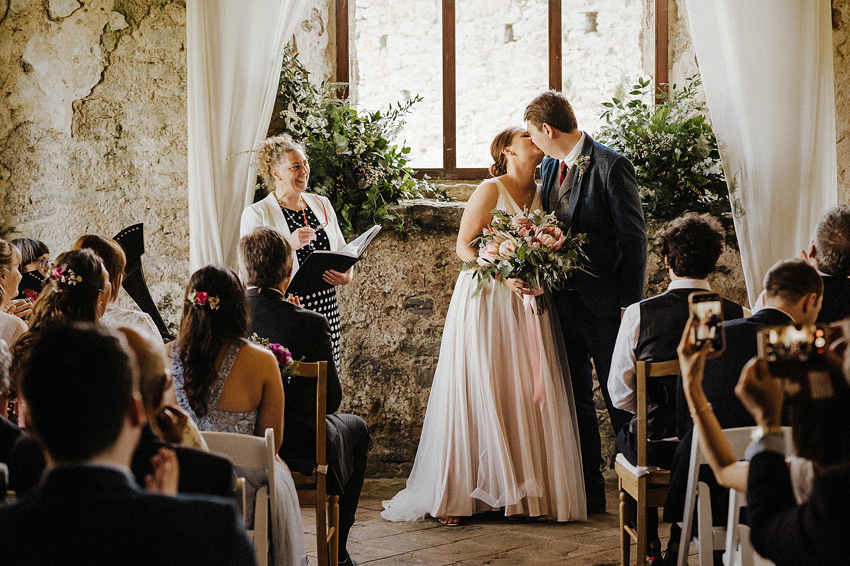 A Blush Pink Catherine Deane Dress for a Welsh Castle Wedding With 700 Japanese Origami Paper Cranes 9 Blush pink Catherine Deane wedding dress 22