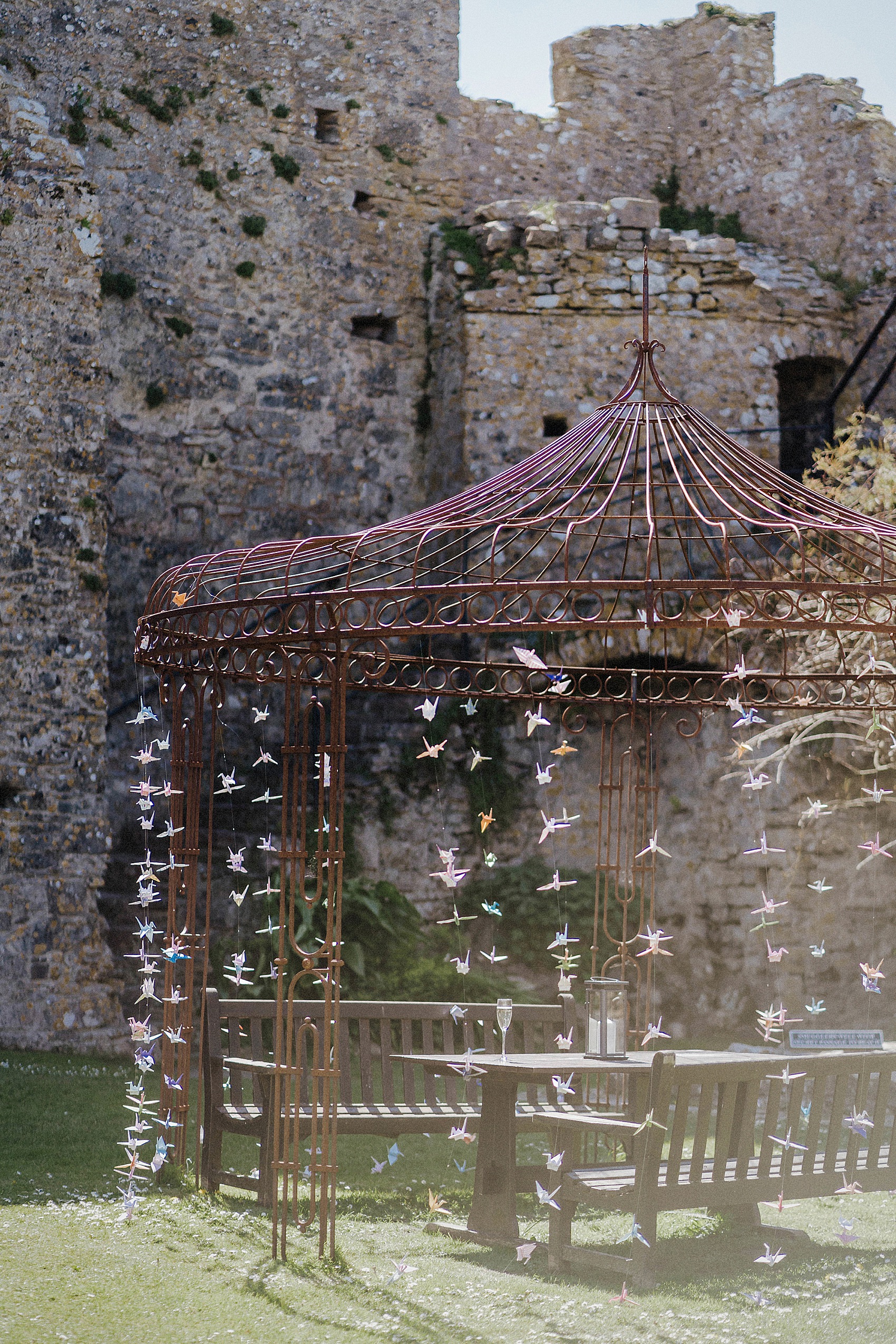 Blush pink Catherine Deane wedding dress  - A Blush Pink Catherine Deane Dress for a Welsh Castle Wedding With 700 Japanese Origami Paper Cranes